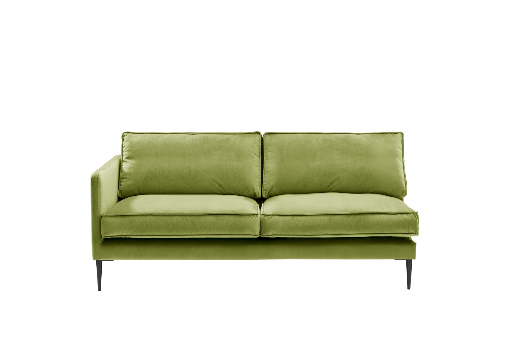 Sofa 2,5-sitzig mit Armlehne links FRITZ in Samt-Velours huntergrün, ca. 173 cm breit