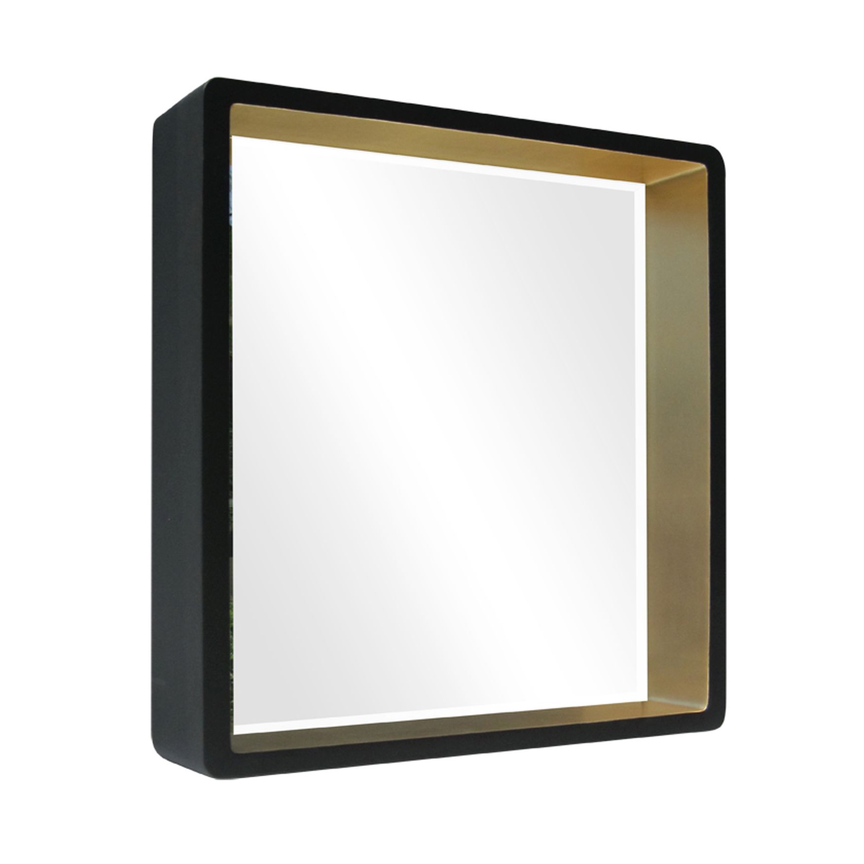 Spiegel MondiArt | CLAIRE | mit schwarz-goldenem Rahmen | 40 x 40 cm