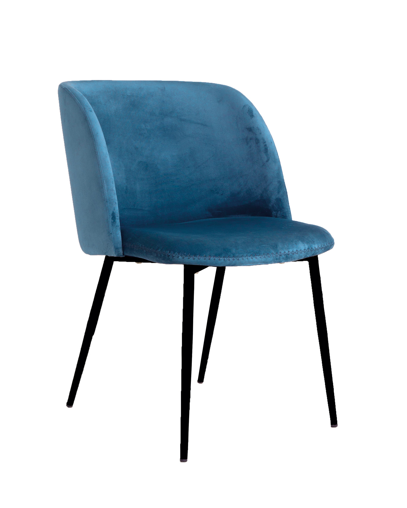 Design-Polsterstuhl SOAZIG | Samt-Velours aqua-blau | Beine Metall schwarz pulverbeschichtet