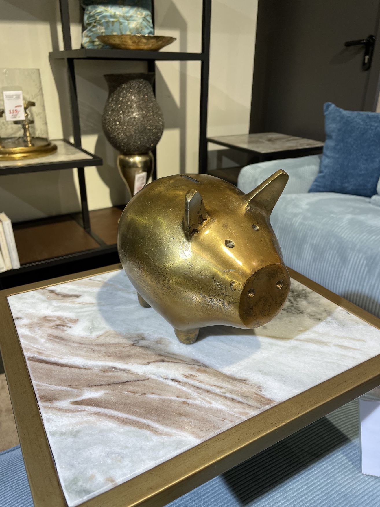 Deko-Sparschwein BIG PIG | Metall antik Gold