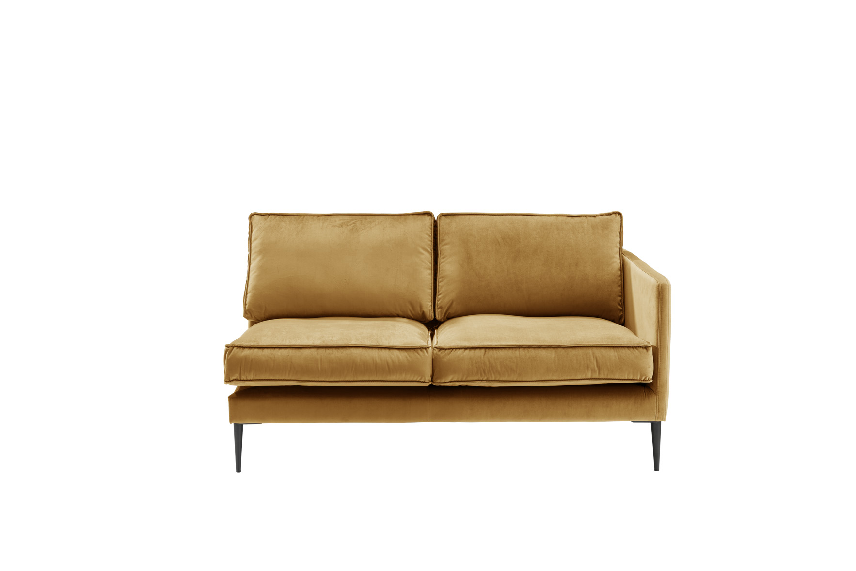 Sofa 2-sitzig mit Armlehne rechts FRITZ in Samt-Velours goldgelb, ca. 143 cm breit