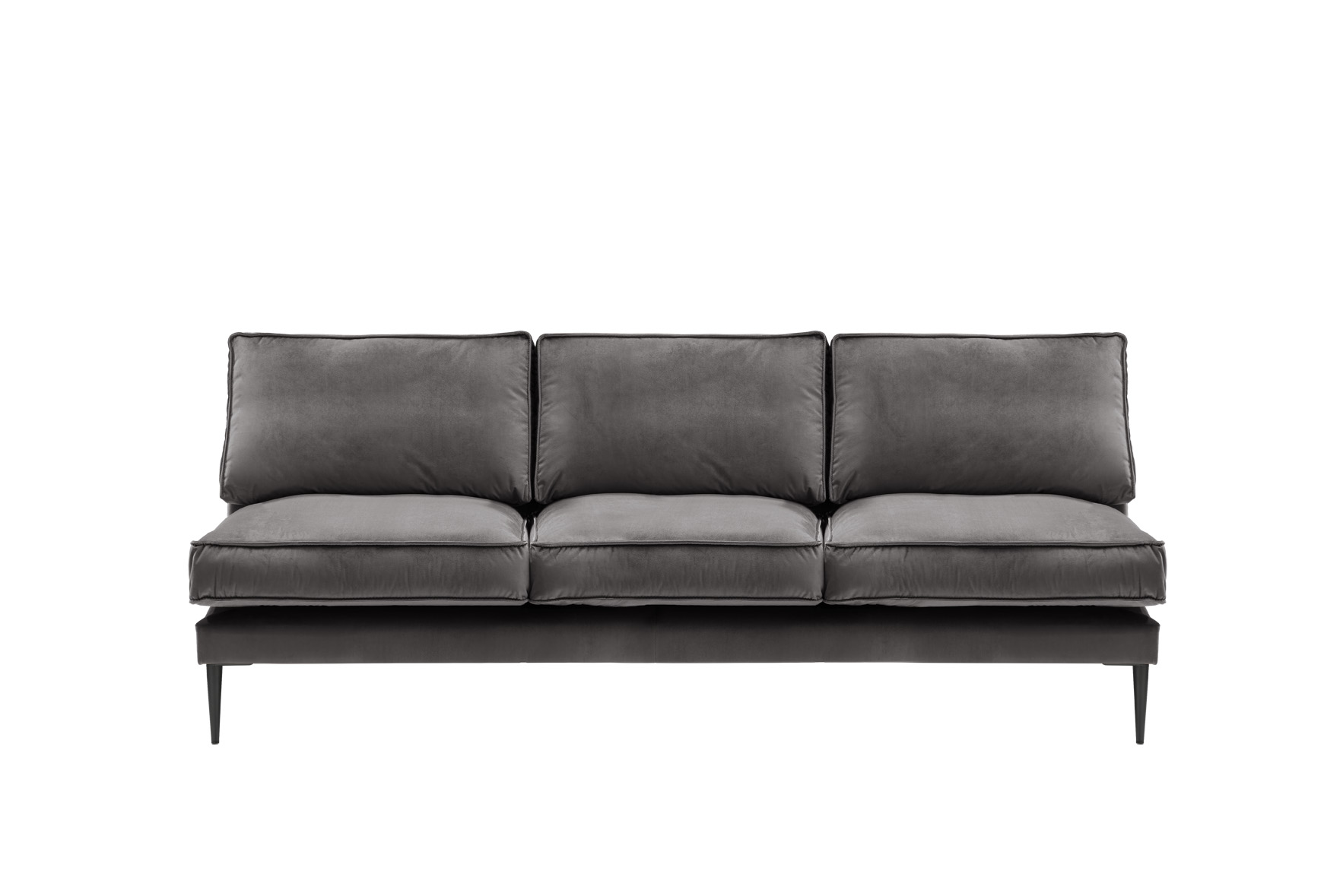 Sofa 4-sitzig ohne Armlehnen FRITZ in Samt-Velours anthrazit, ca. 240 cm breit
