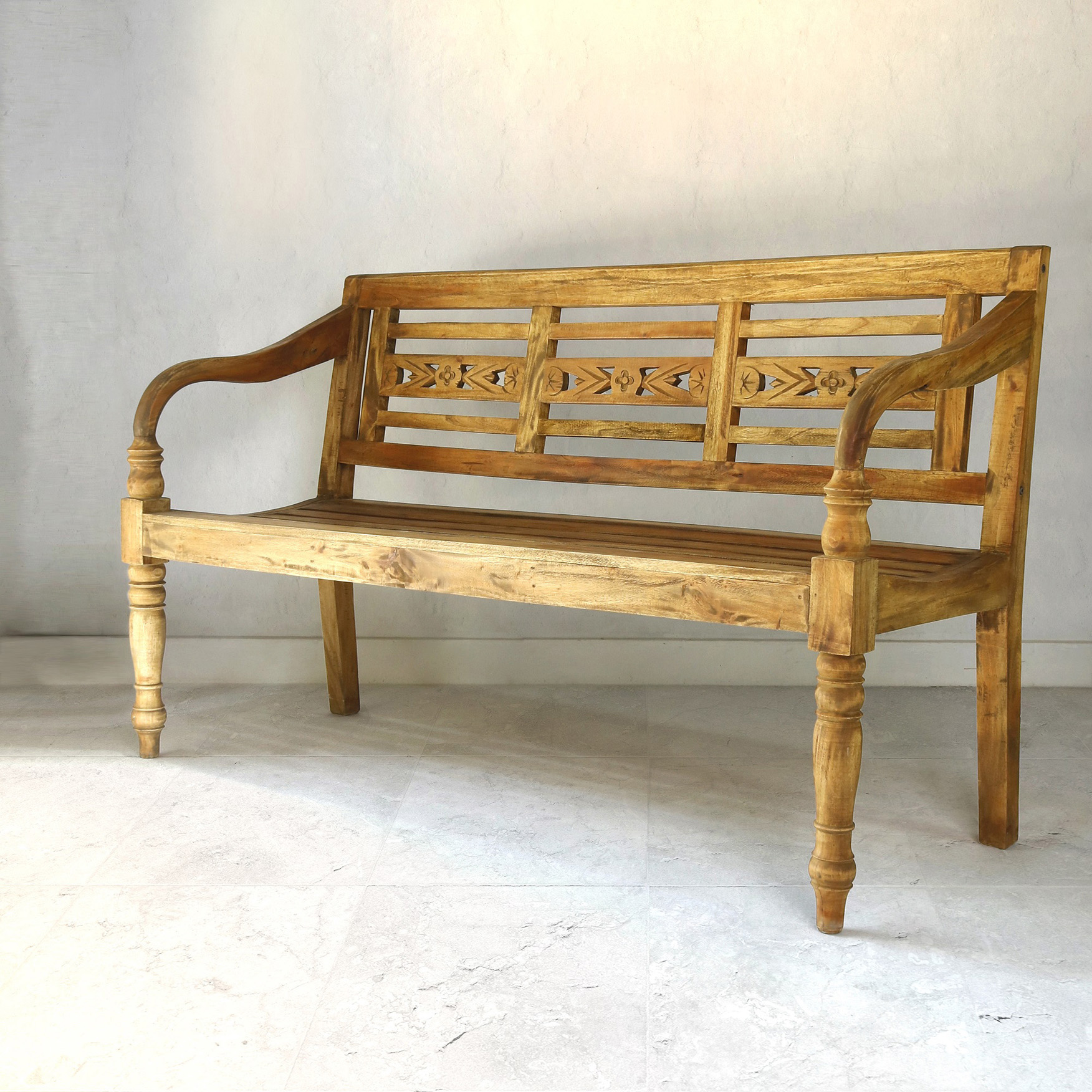 Sitzbank 3-sitzig William | Mahagoni-Holz antik natur  | 150 cm 