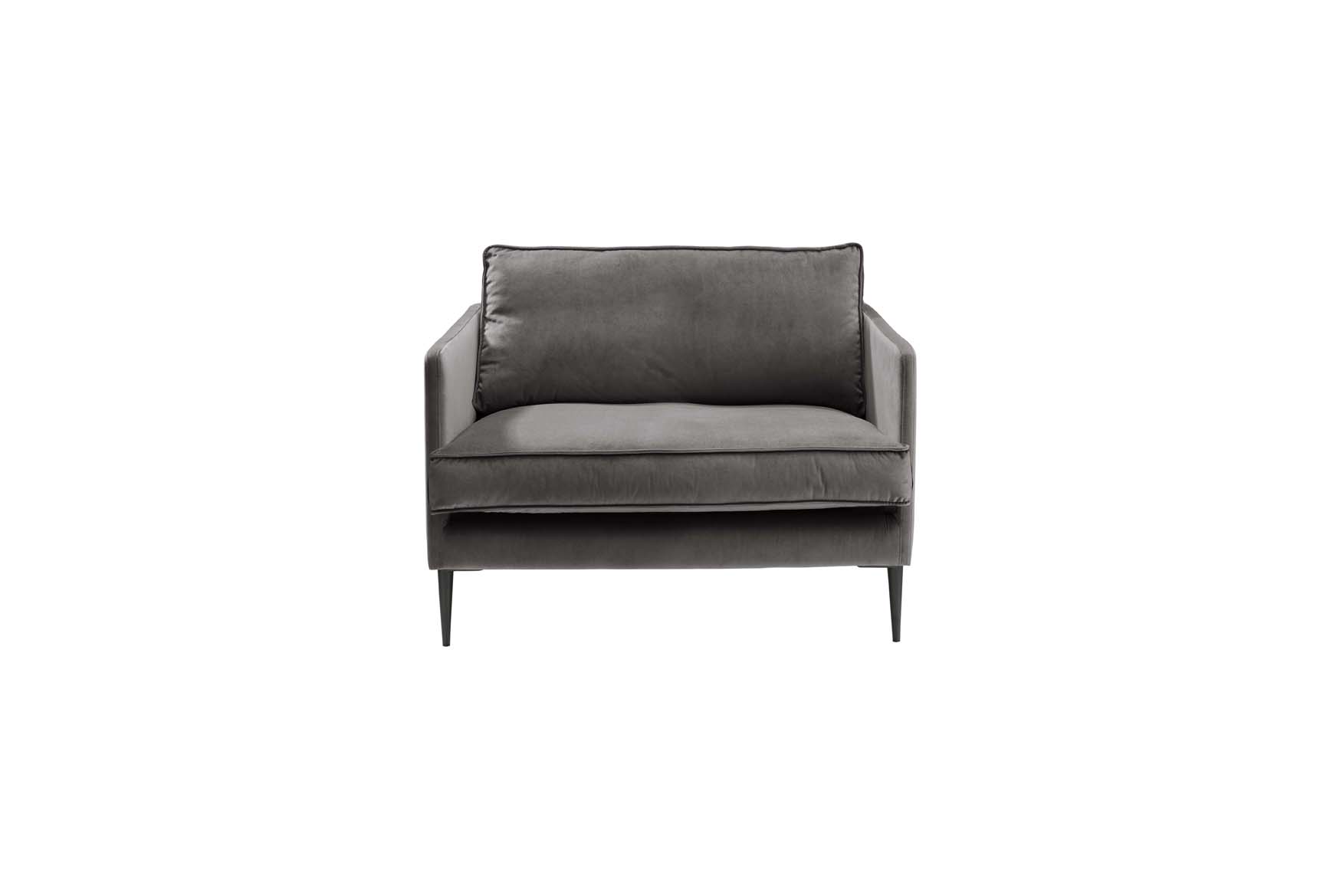 Sessel FRITZ in Samt-Velours anthrazit, ca. 96 cm breit