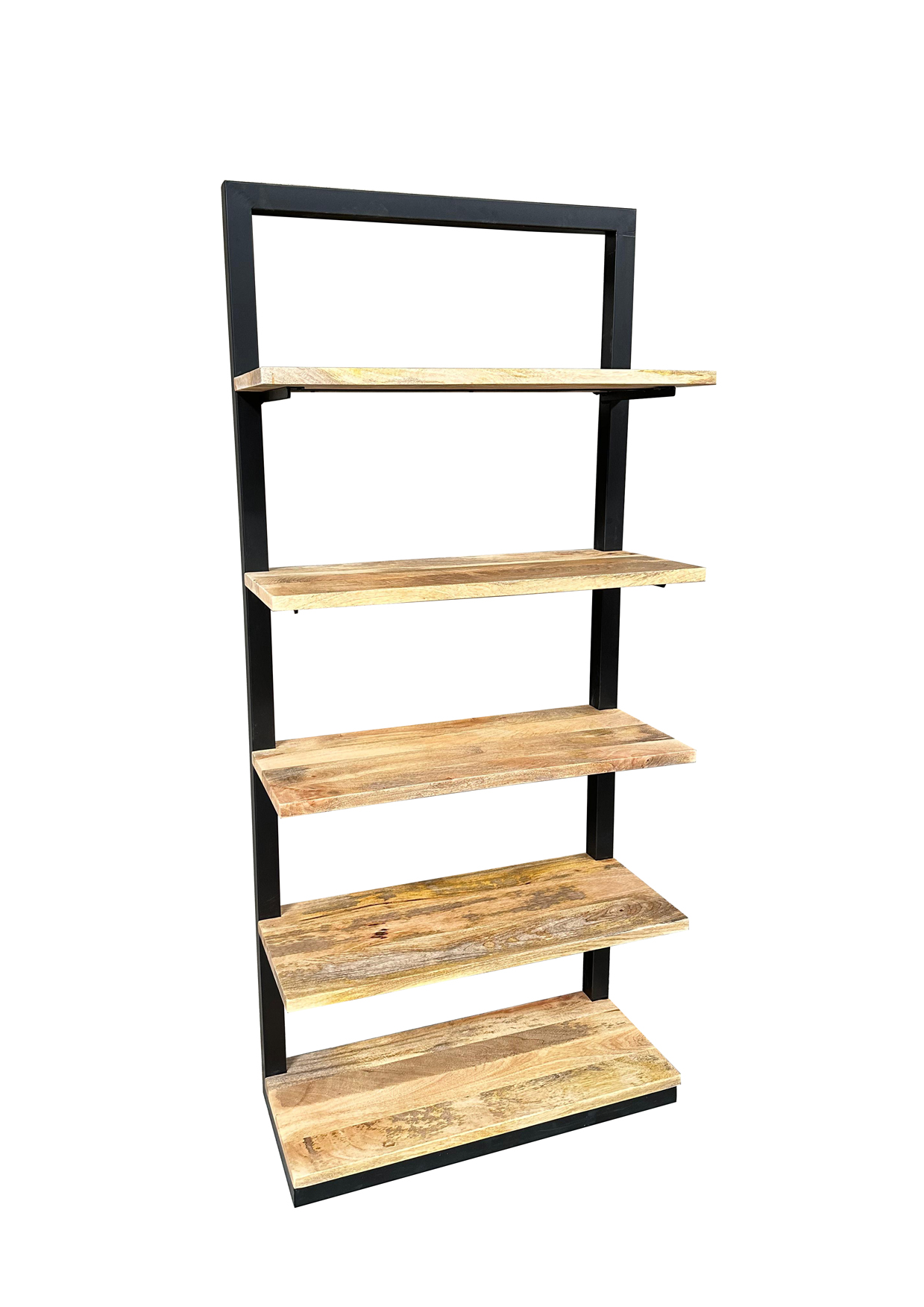 Regal/Bücherregal ROBY | Mango massiv/Metall schwarz | 90 cm breit