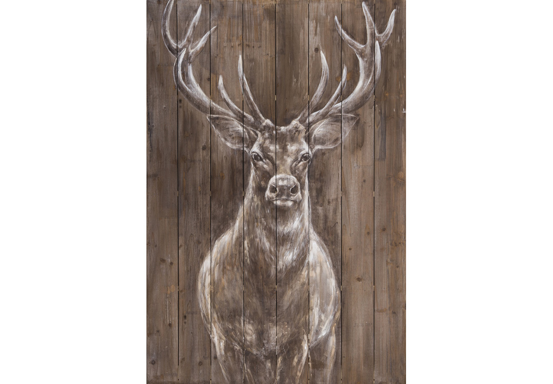 Wandbild auf Holz "Hirsch" | Acryl auf Holz | 80 x 120 cm