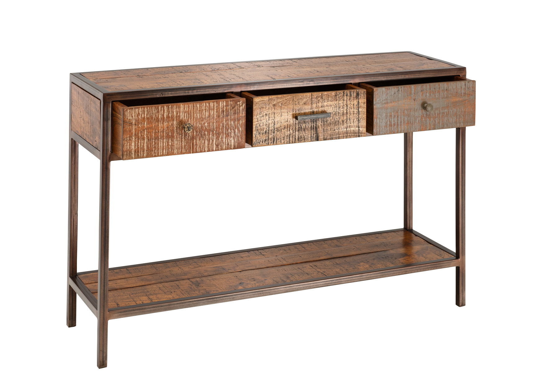 Unikat Konsolentisch PRIYA 2 | massives Altholz recycelt | multifarbig | 3 Schubladen Unikat Konsolentisch PRIYA 2 | massives Altholz recycelt | multifarbig | 3 Schubladen