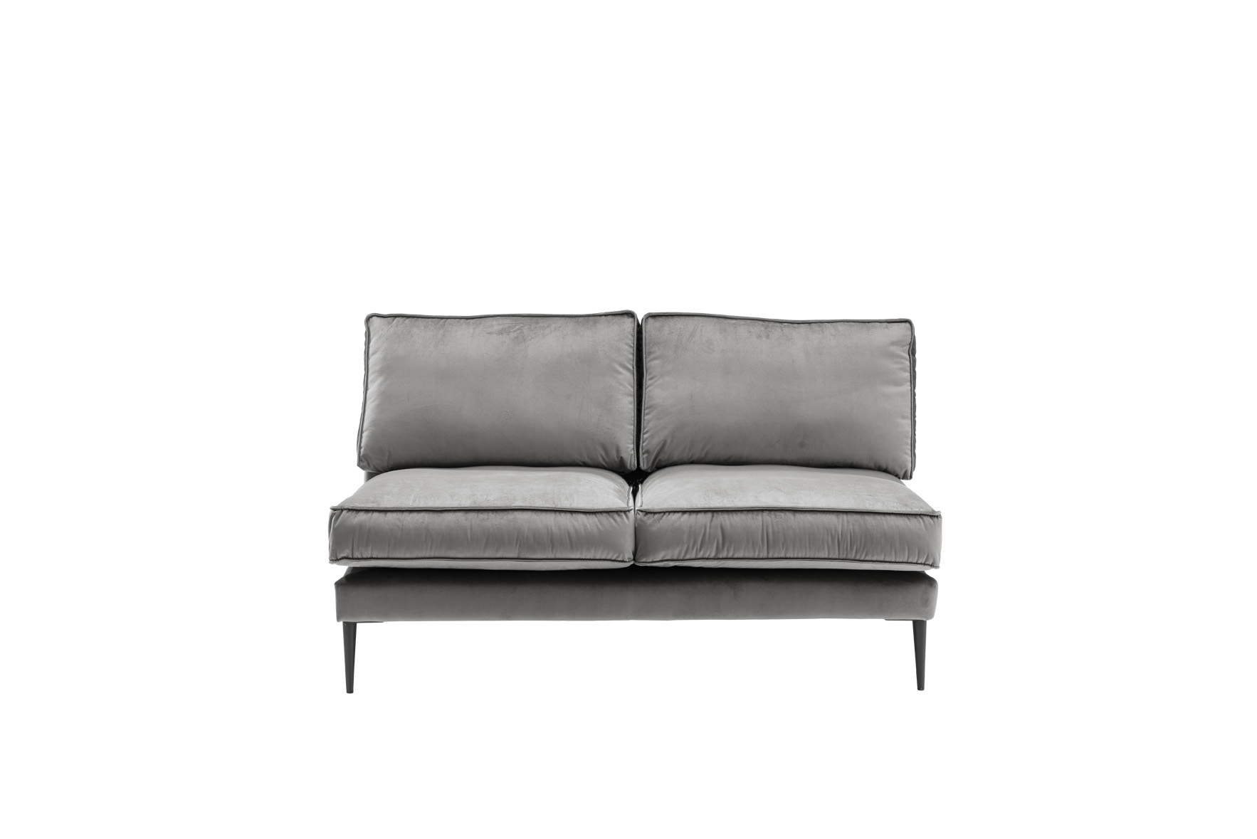 Sofa 2-sitzig ohne Armlehnen FRITZ in Samt-Velours silbergrau, ca. 136 cm breit