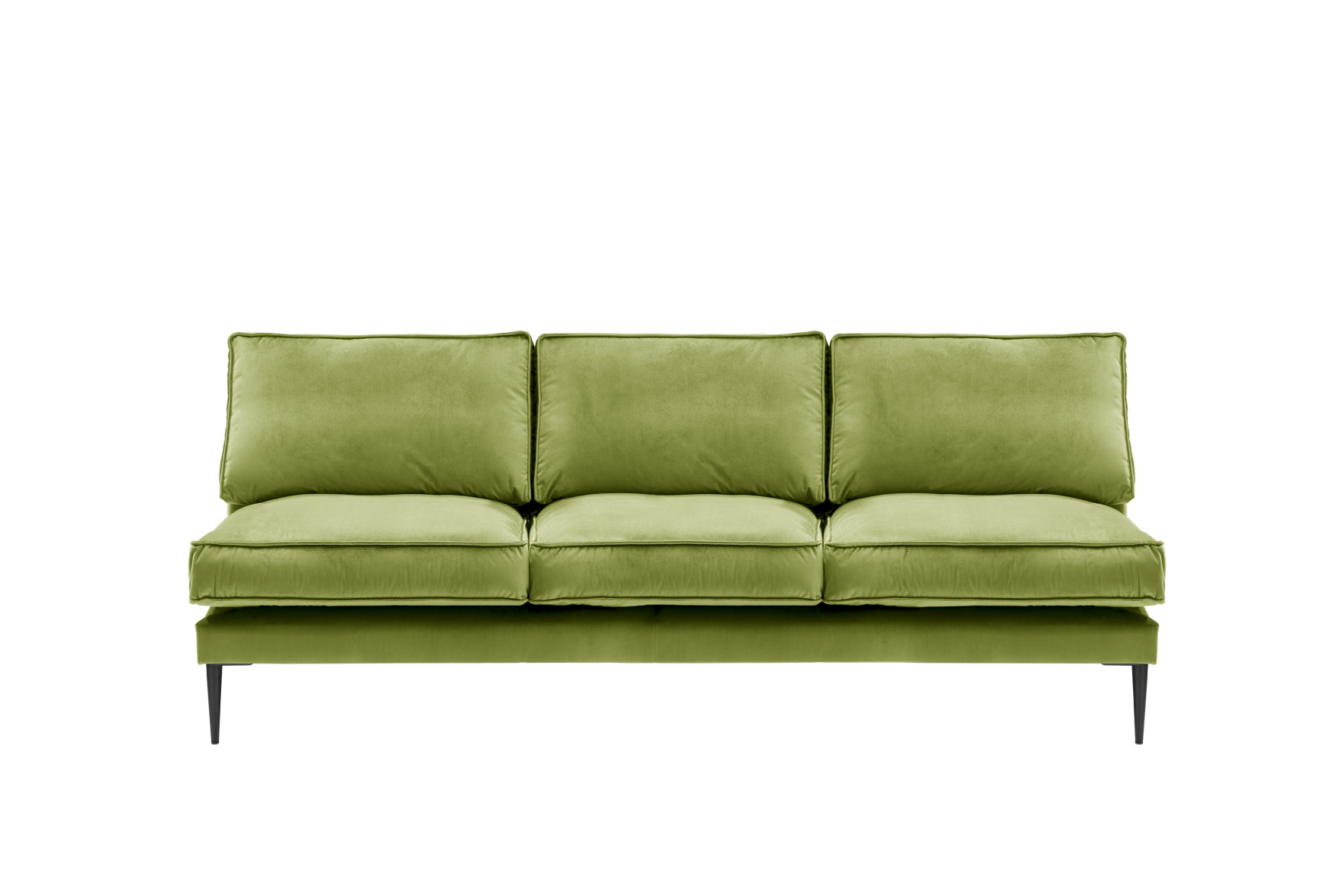 Sofa 4-sitzig ohne Armlehnen FRITZ in Samt-Velours huntergrün, ca. 240 cm breit