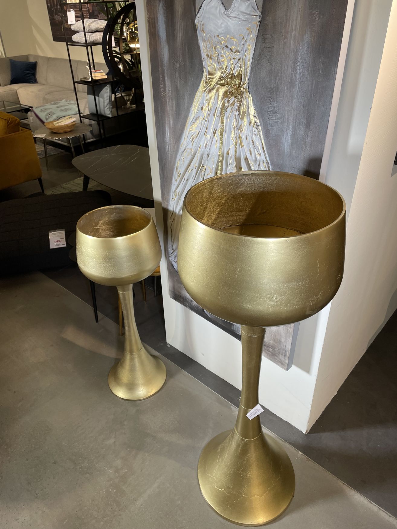 Deko- / Pflanzsäule CUP | Aluminium bronze-gold | rund 31 cm |  92 cm hoch