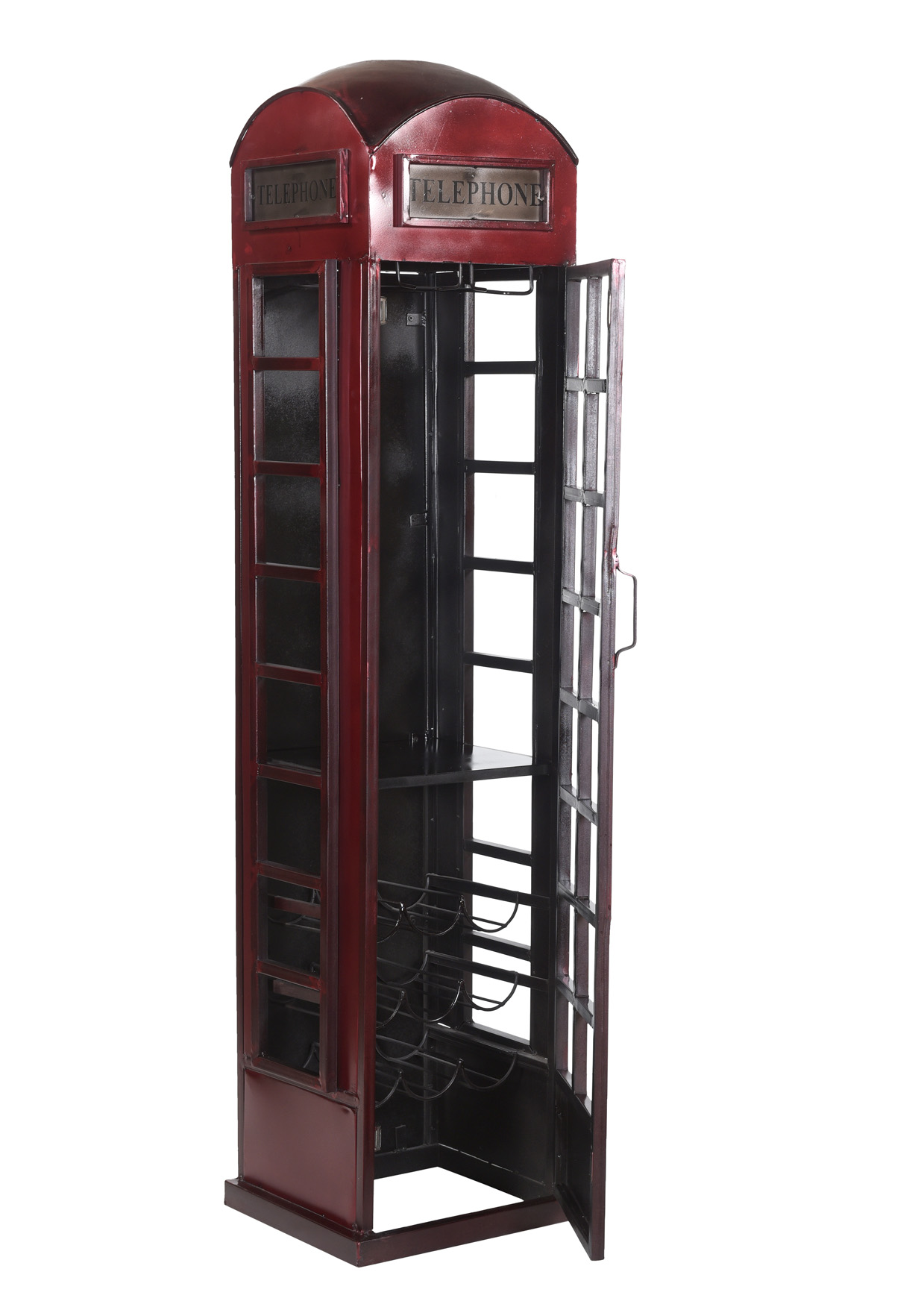 Barschrank TELEFONZELLE | Metall vintage-rot/schwarz | B/H: ca. 42 x 175 cm 