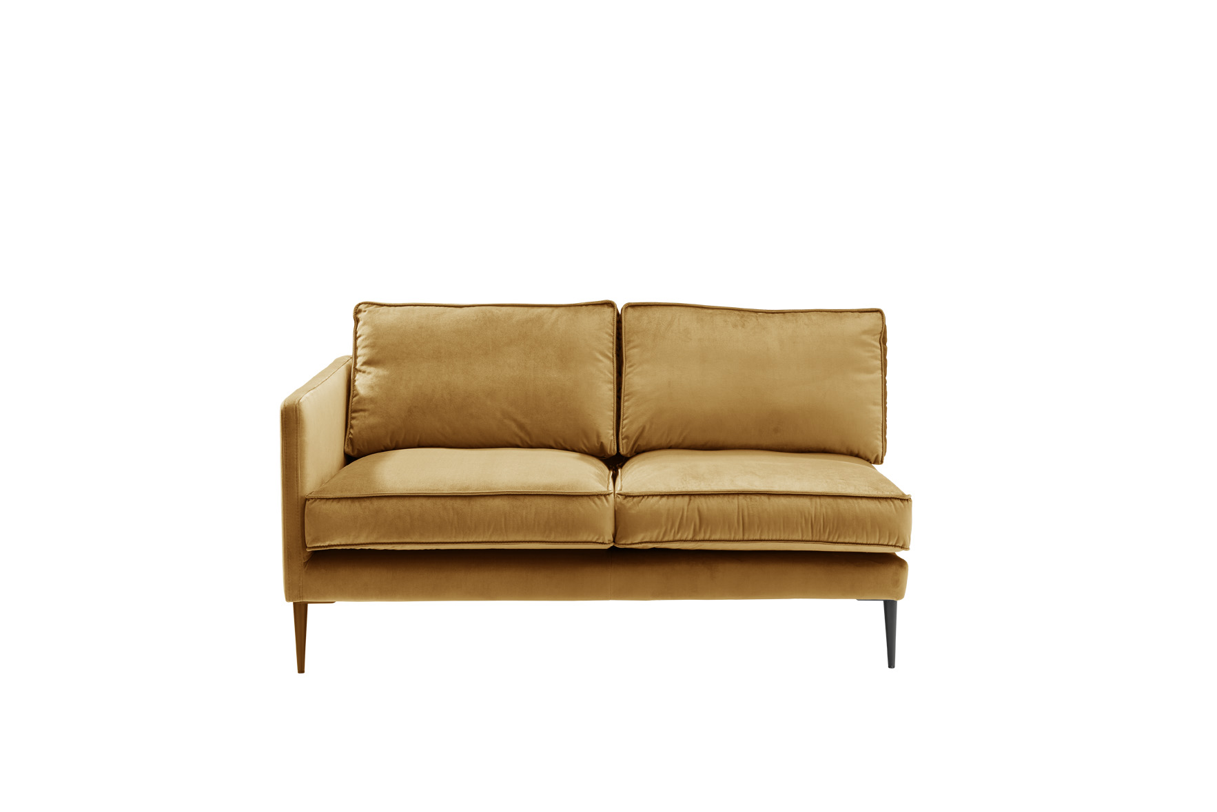 Sofa 2-sitzig mit Armlehne links FRITZ in Samt-Velours goldgelb, ca. 143 cm breit