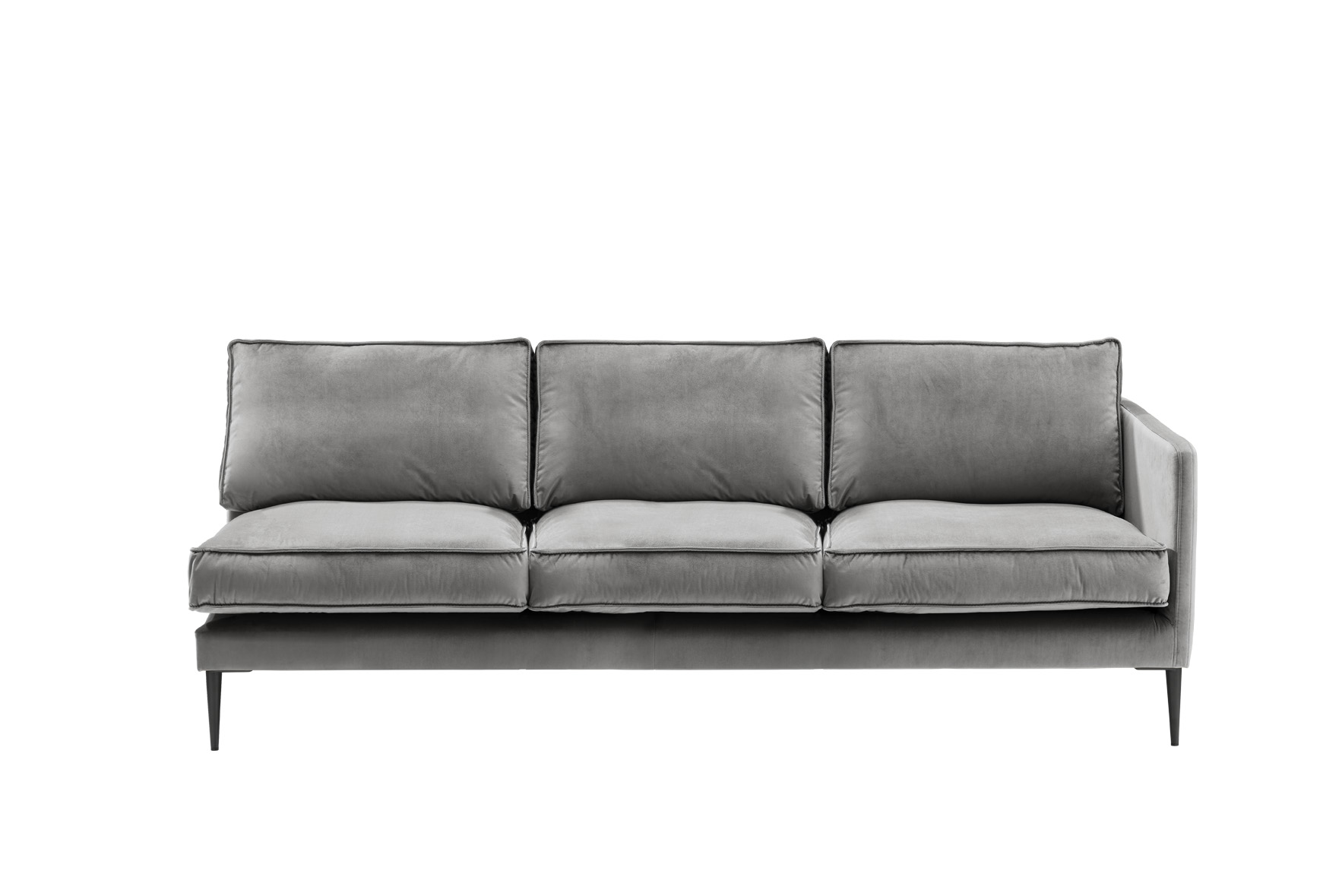 Sofa 4-sitzig mit Armlehne rechts FRITZ in Samt-Velours silbergrau, ca. 247 cm breit