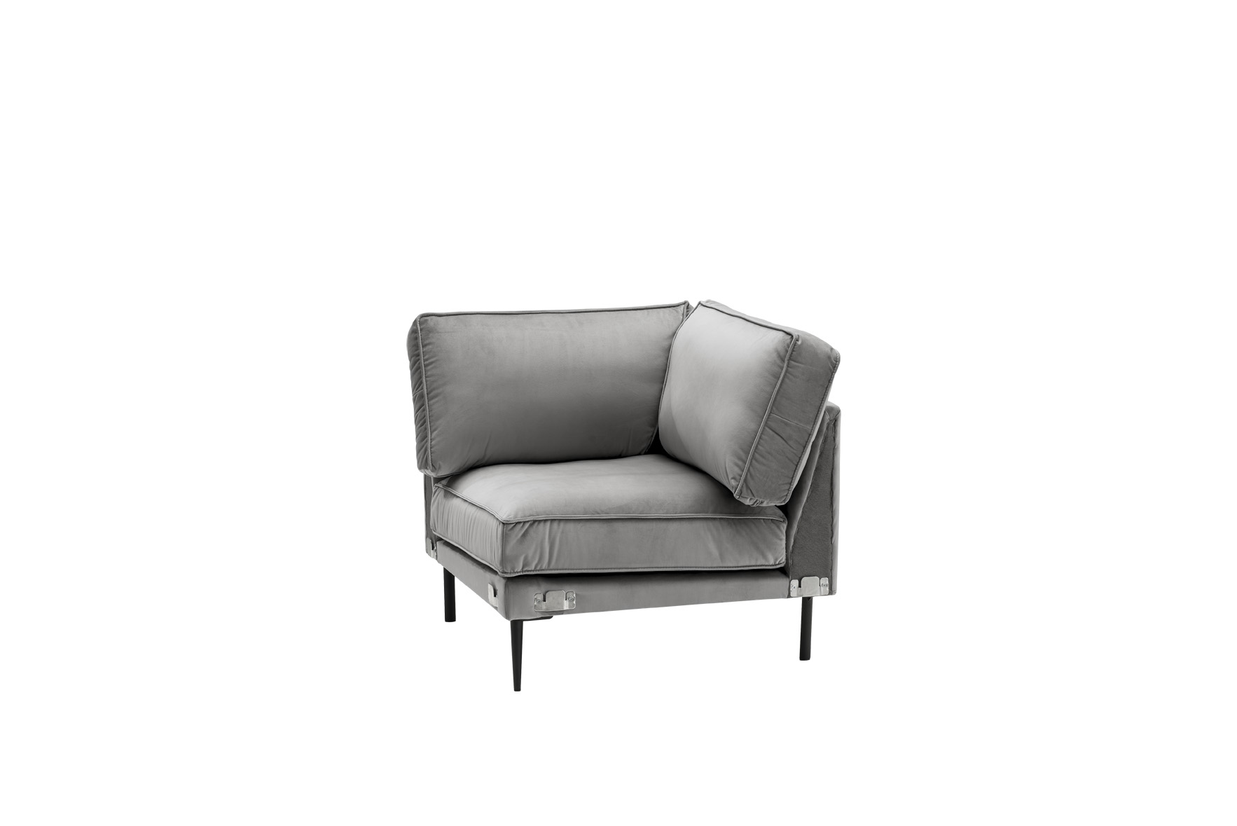 Eckelement FRITZ in Samt-Velours silbergrau, ca. 84 x 84 cm