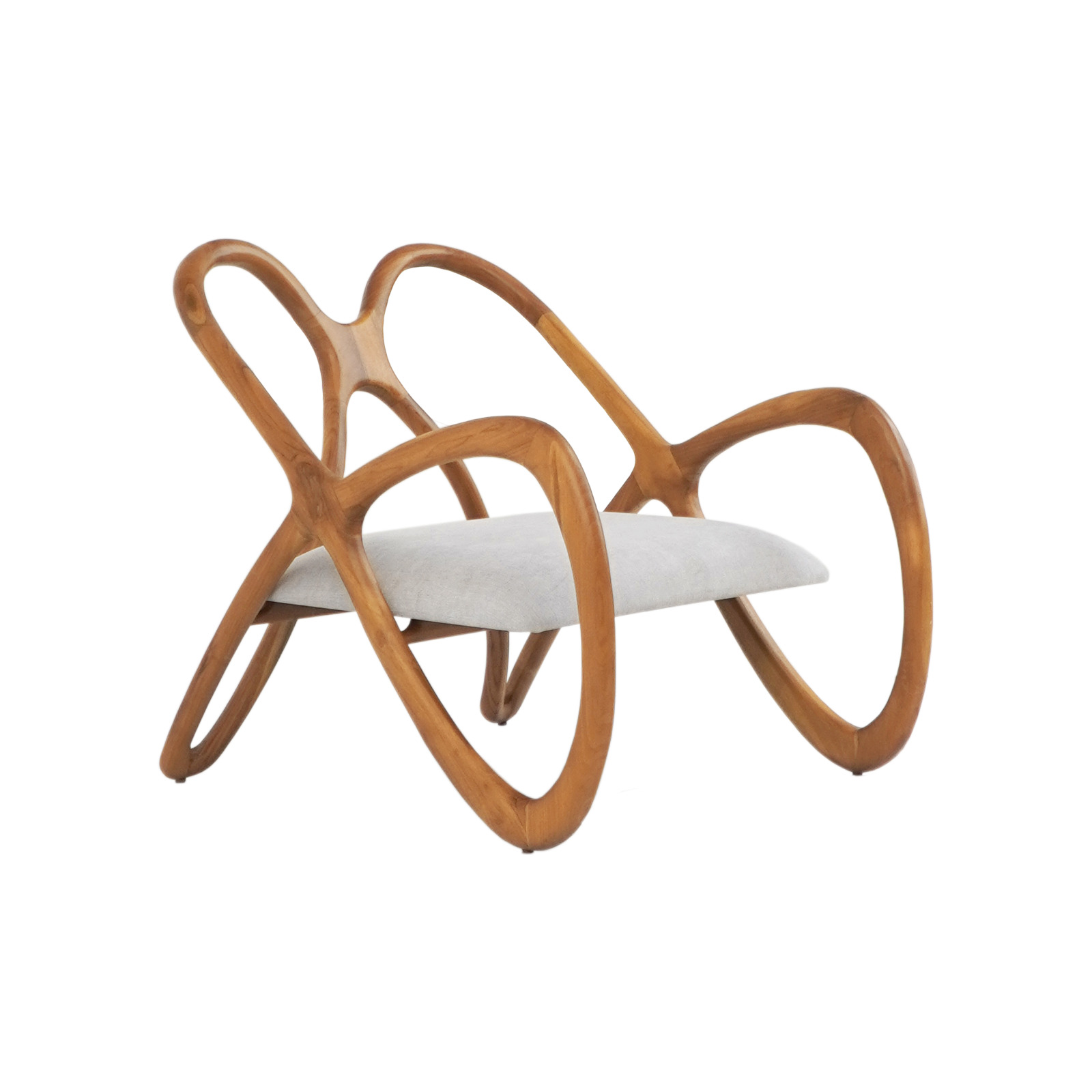 Design-Sessel DALLAS | Teakholz | Polstersitz weiß