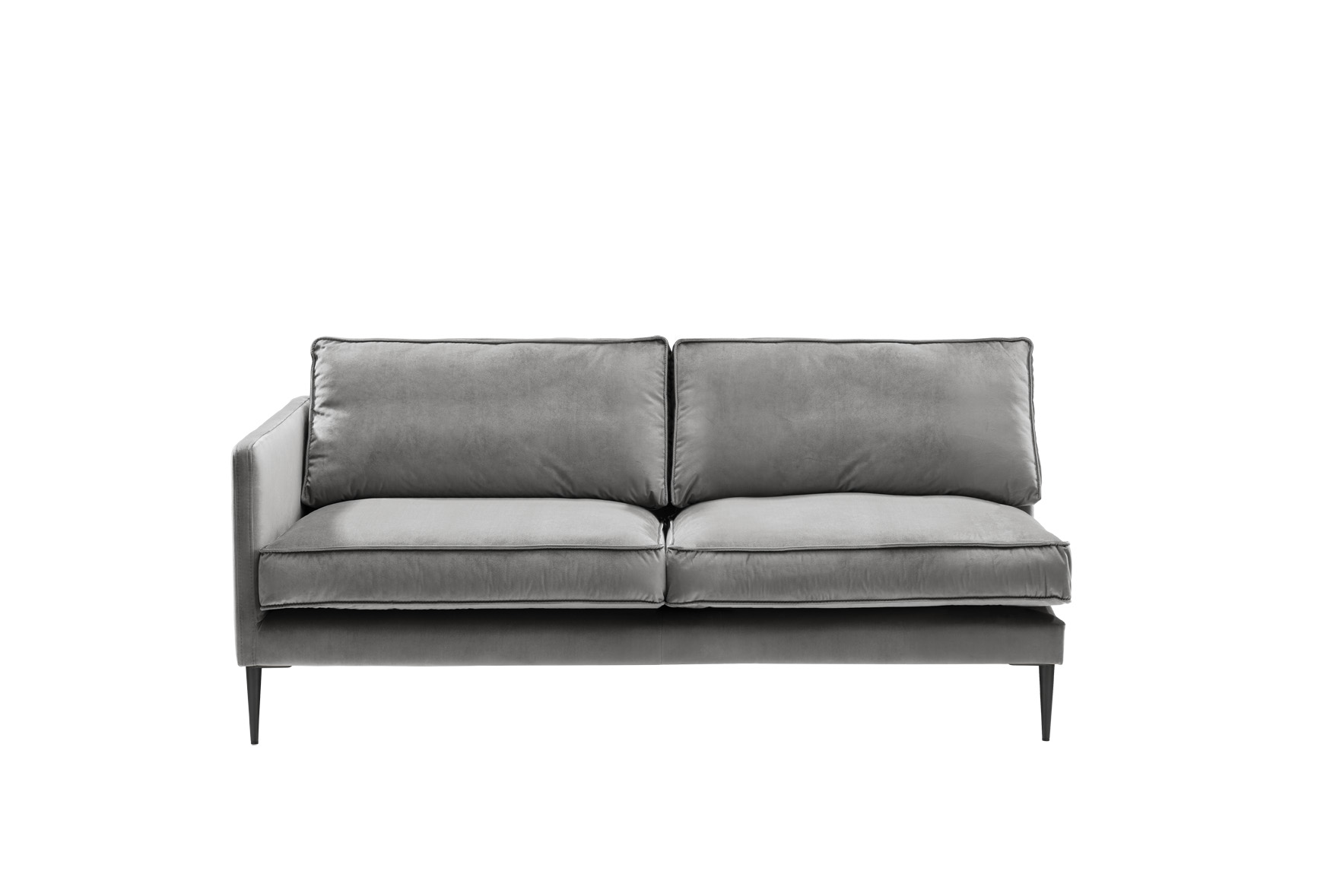 Sofa 2,5-sitzig mit Armlehne links FRITZ in Samt-Velours silbergrau, ca. 173 cm breit