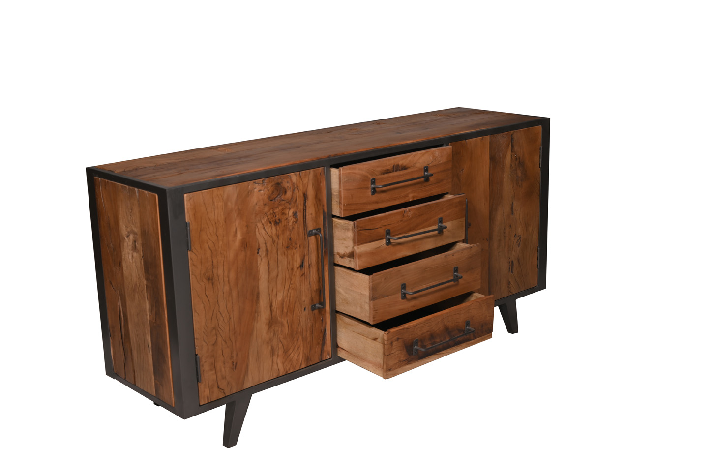 Sideboard OLDWOOD | recyceltes Altholz/ Metall gun-metal | 160 cm breit