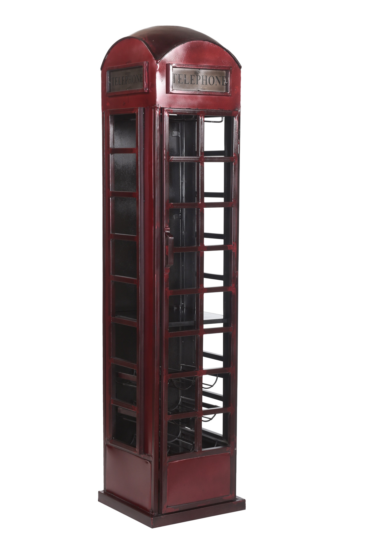 Barschrank TELEFONZELLE | Metall vintage-rot/schwarz | B/H: ca. 42 x 175 cm 