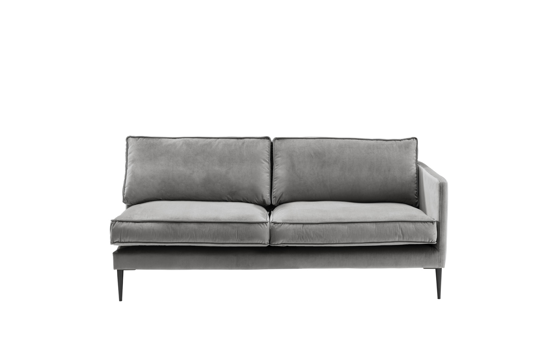 Sofa 2,5-sitzig mit Armlehne rechts FRITZ in Samt-Velours silbergrau, ca. 173 cm breit