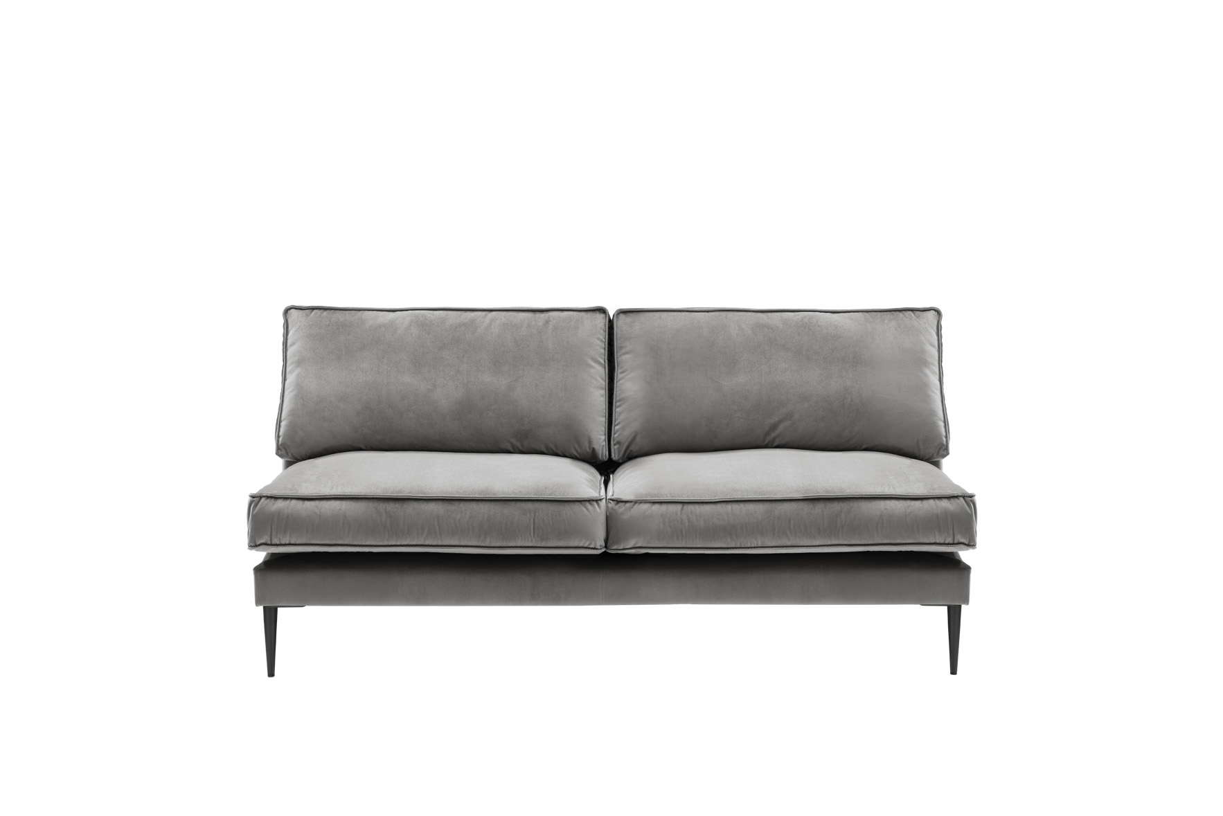 Sofa 2,5-sitzig ohne Armlehnen FRITZ in Samt-Velours silbergrau, ca. 166 cm breit