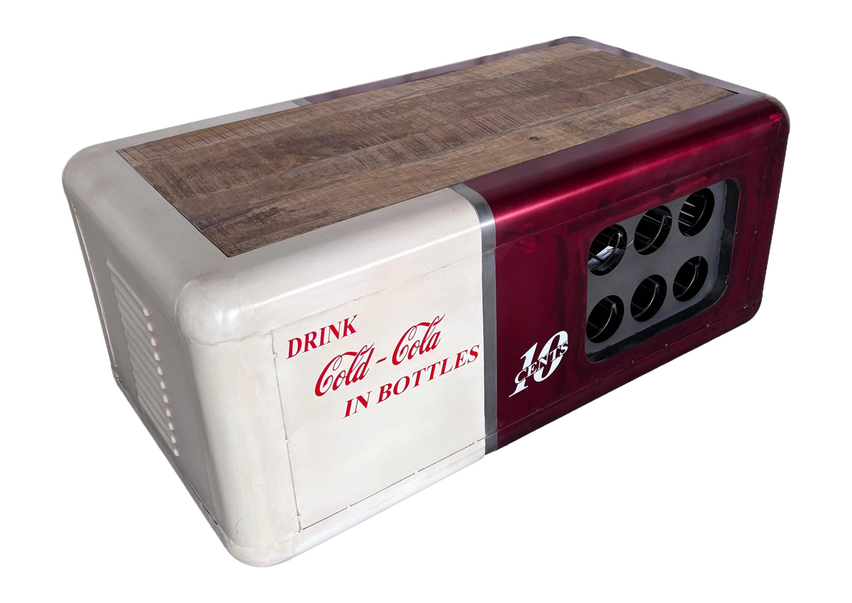 Couchtisch-Bar Retro COLD-COLA | Metall vintage rot/weiss | 109 x 60 cm