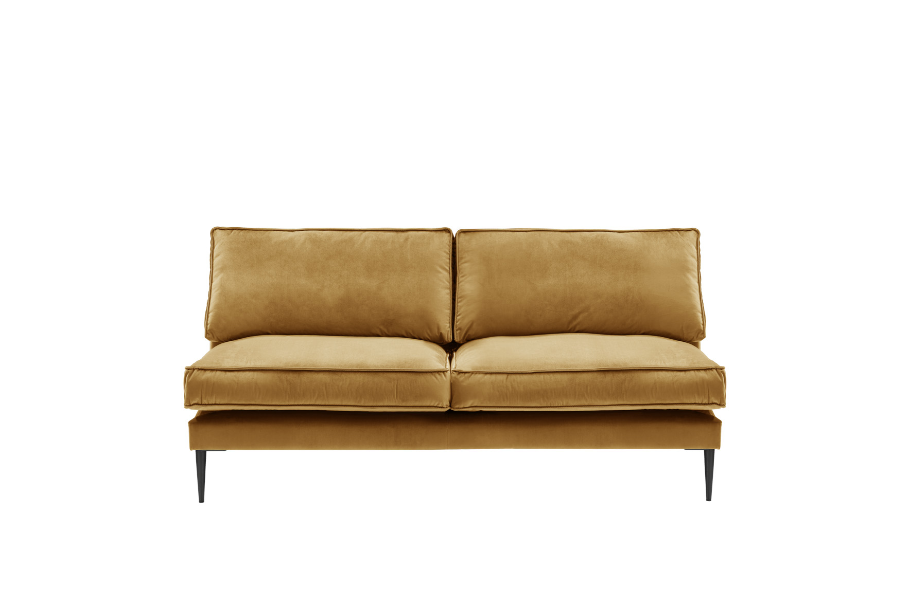Sofa 2,5-sitzig ohne Armlehnen FRITZ in Samt-Velours goldgelb, ca. 166 cm breit