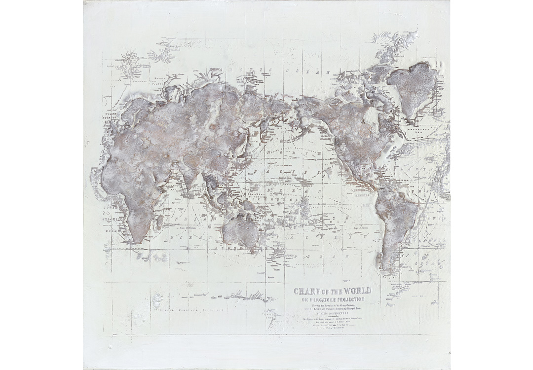Unikat-Leinwandbild Weltkarte | Acryl auf Leinwand | 100 x 100 cm