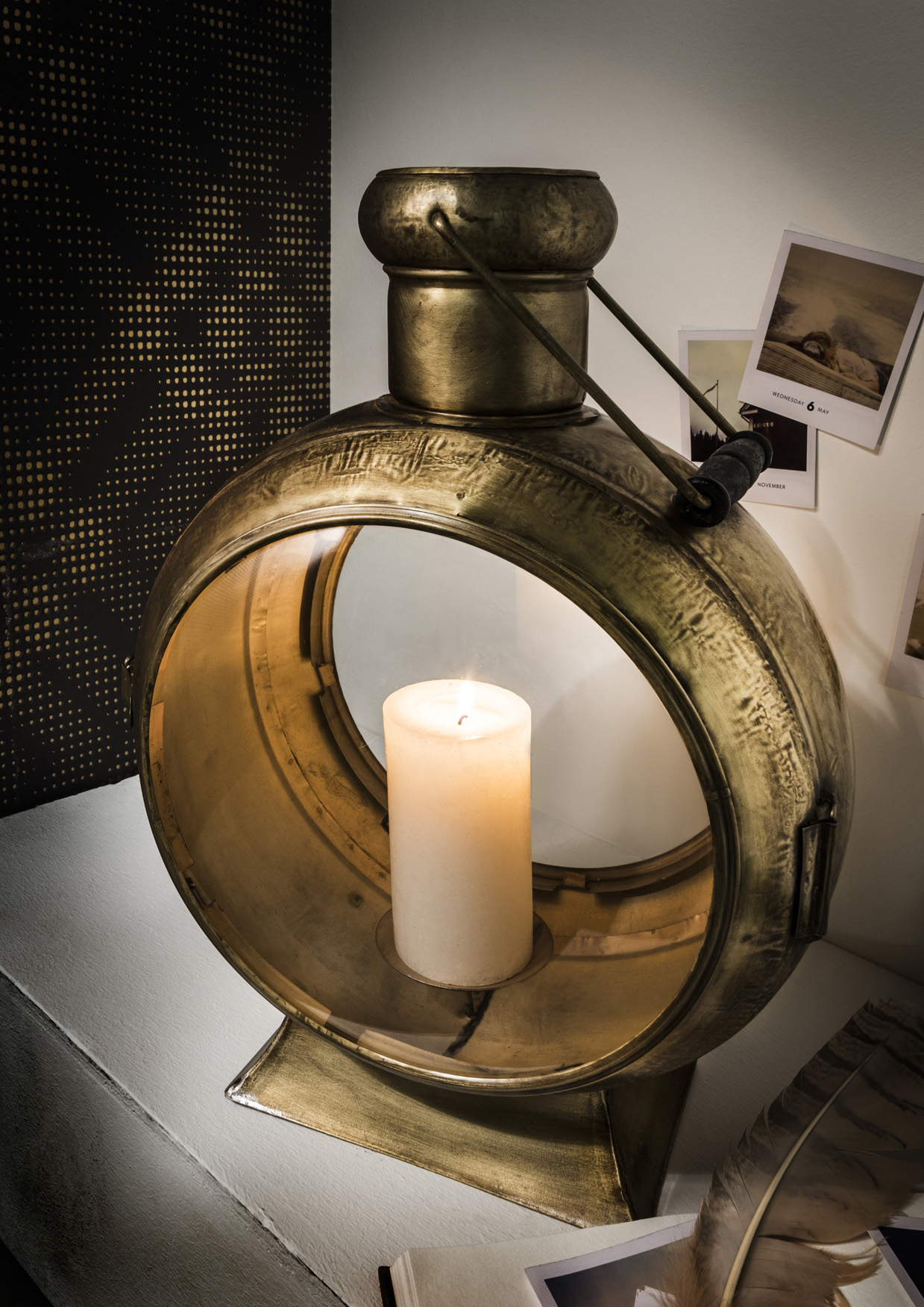 Standlaterne | HEAVEN | Metall vintage, antik-goldfarben | ca. 46 cm hoch