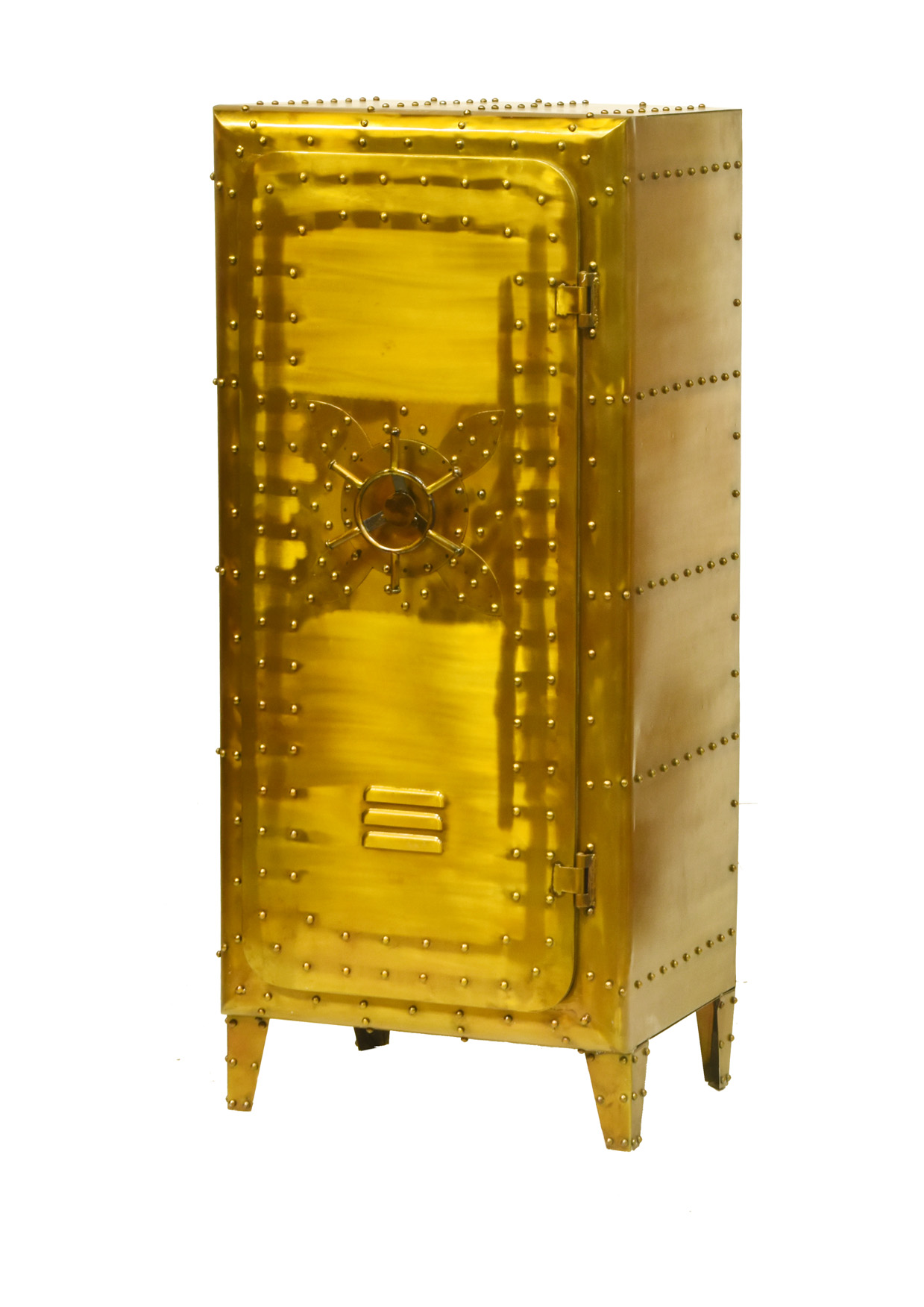 Schrank SAFE | Metall vintage gold | mit Regaleinteilung | BH: ca. 66 x 152 cm