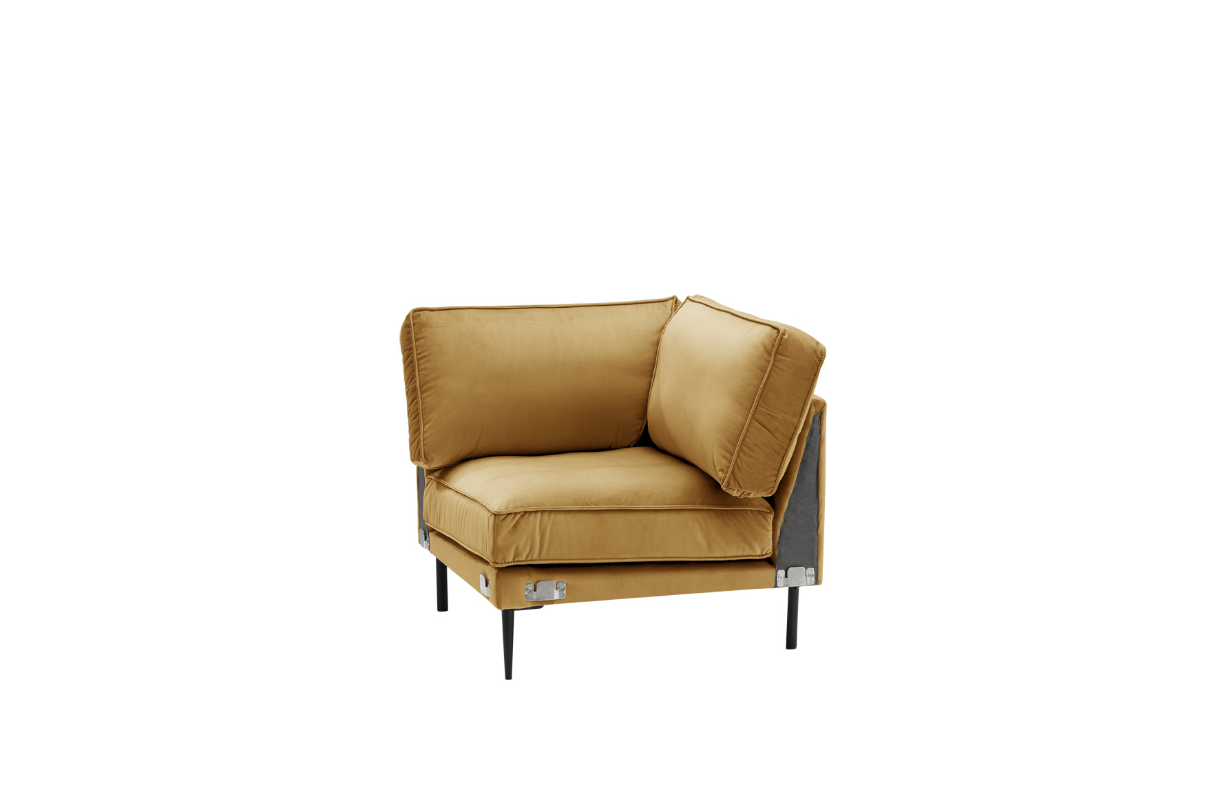 Eckelement FRITZ in Samt-Velours goldgelb, ca. 84 x 84 cm