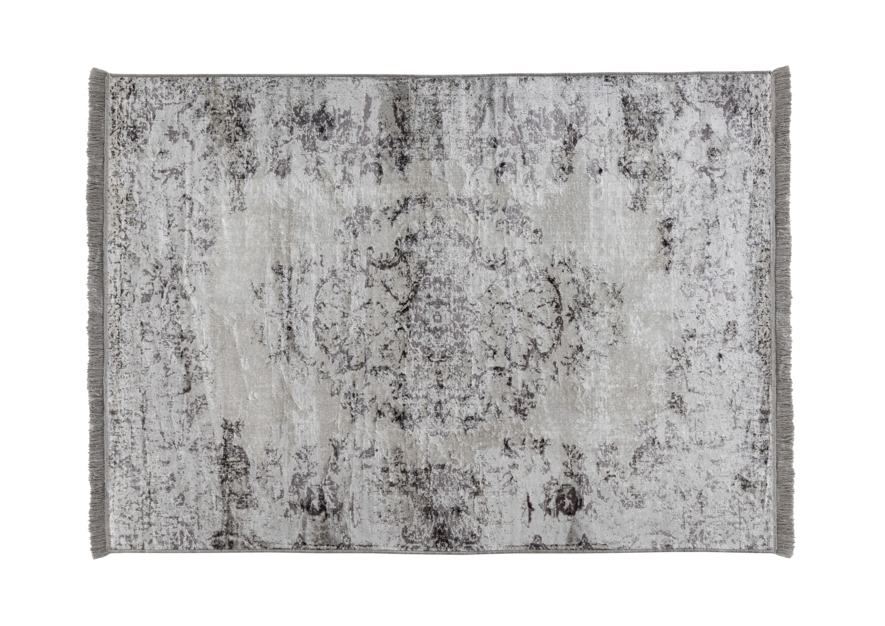 Vintage-Teppich VAN DYCK, 170 x 240 cm | grau | traditionelle Ornamente | Used-Look
