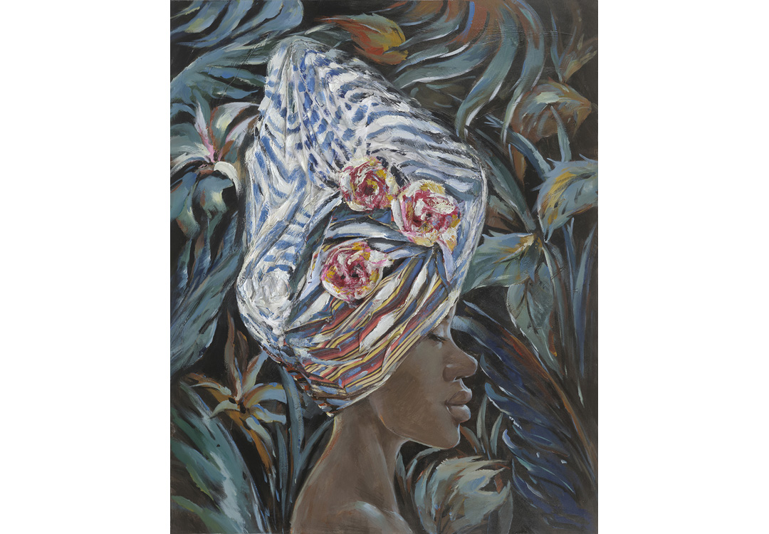 Unikat-3D-Leinwandbild Frau mit Turban II