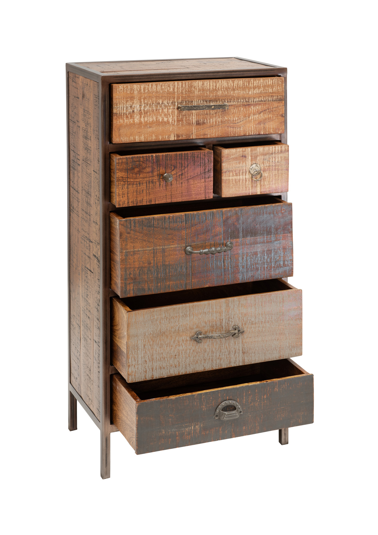 Unikat Kommode PRIYA 2 | massives Altholz recycelt | multifarbig | 6 Schubladen Unikat Kommode PRIYA 2 | massives Altholz recycelt | multifarbig | 6 Schubladen
