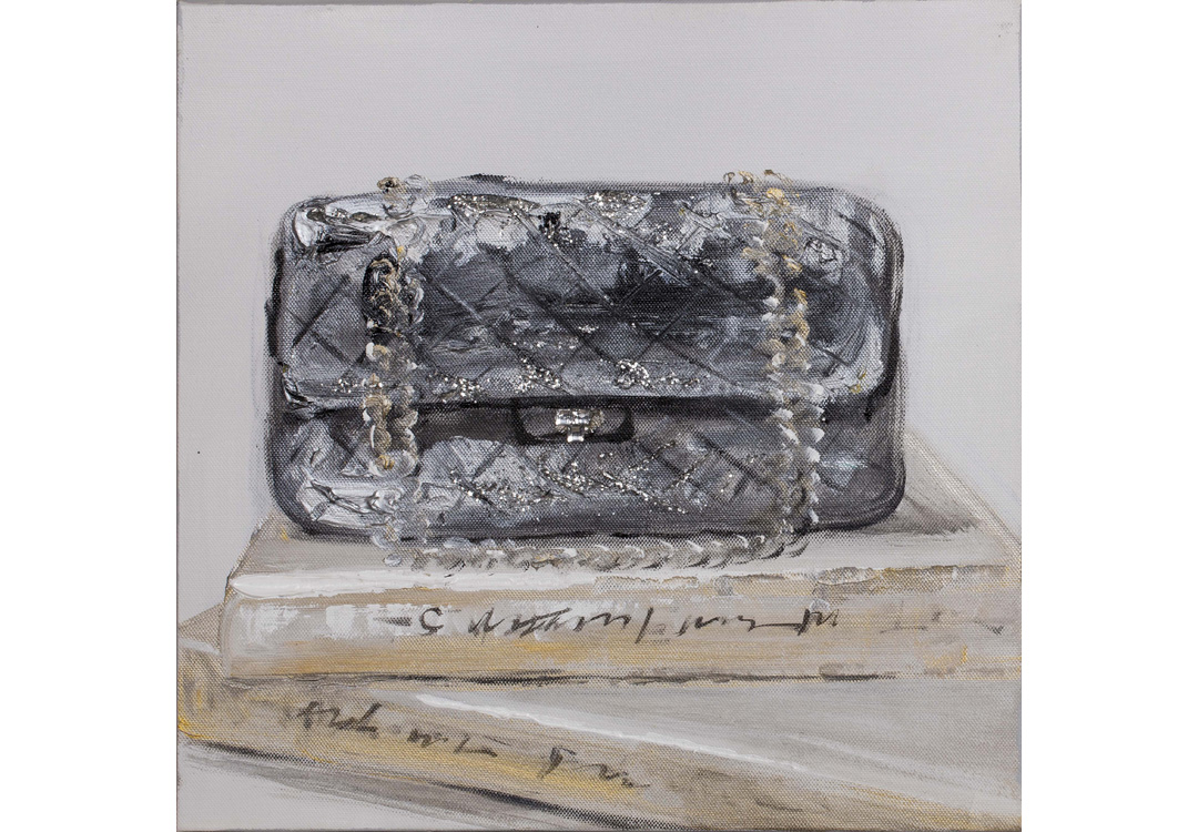 Unikat-Leinwandbild Handtasche I Acryl auf Leinwand | 30 x 30 cm