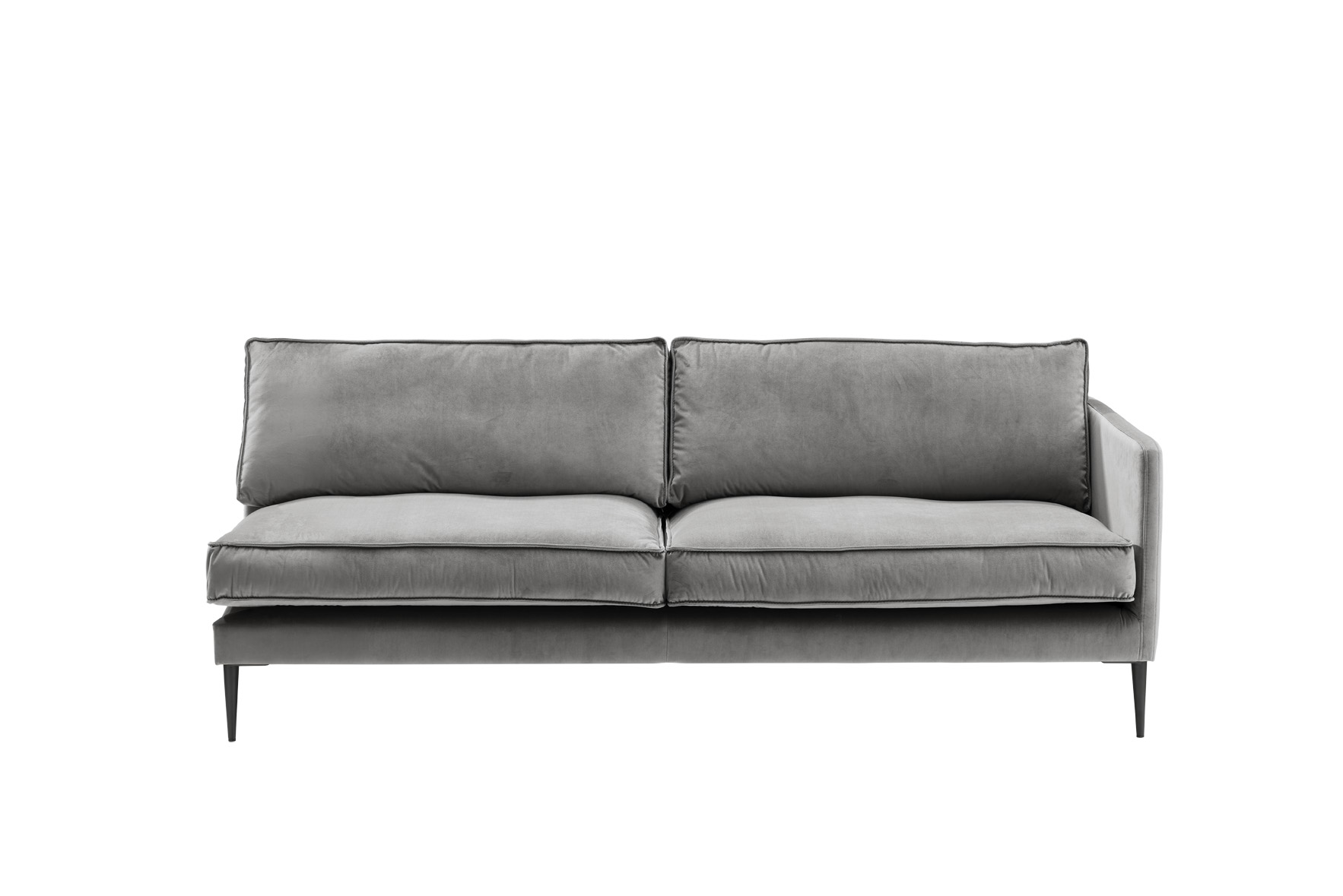 Sofa 3-sitzig mit Armlehne rechts FRITZ in Samt-Velours silbergrau, ca. 203 cm breit