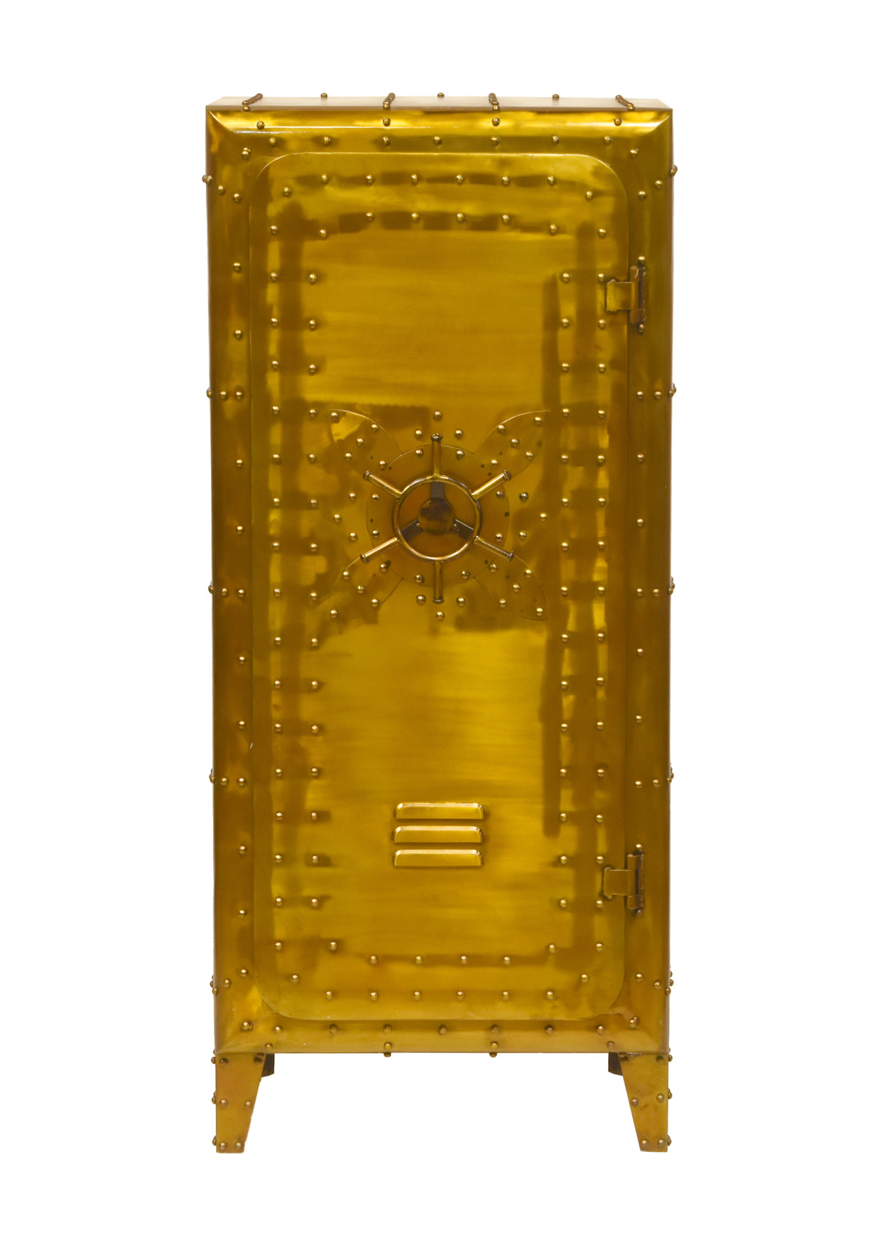 Schrank SAFE | Metall vintage gold | mit Regaleinteilung | BH: ca. 66 x 152 cm