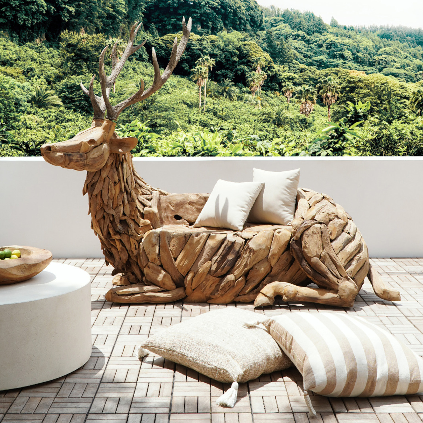 Objekt-Sitzbank HIRSCH | recyceltes Teakholz | ca. 210 cm