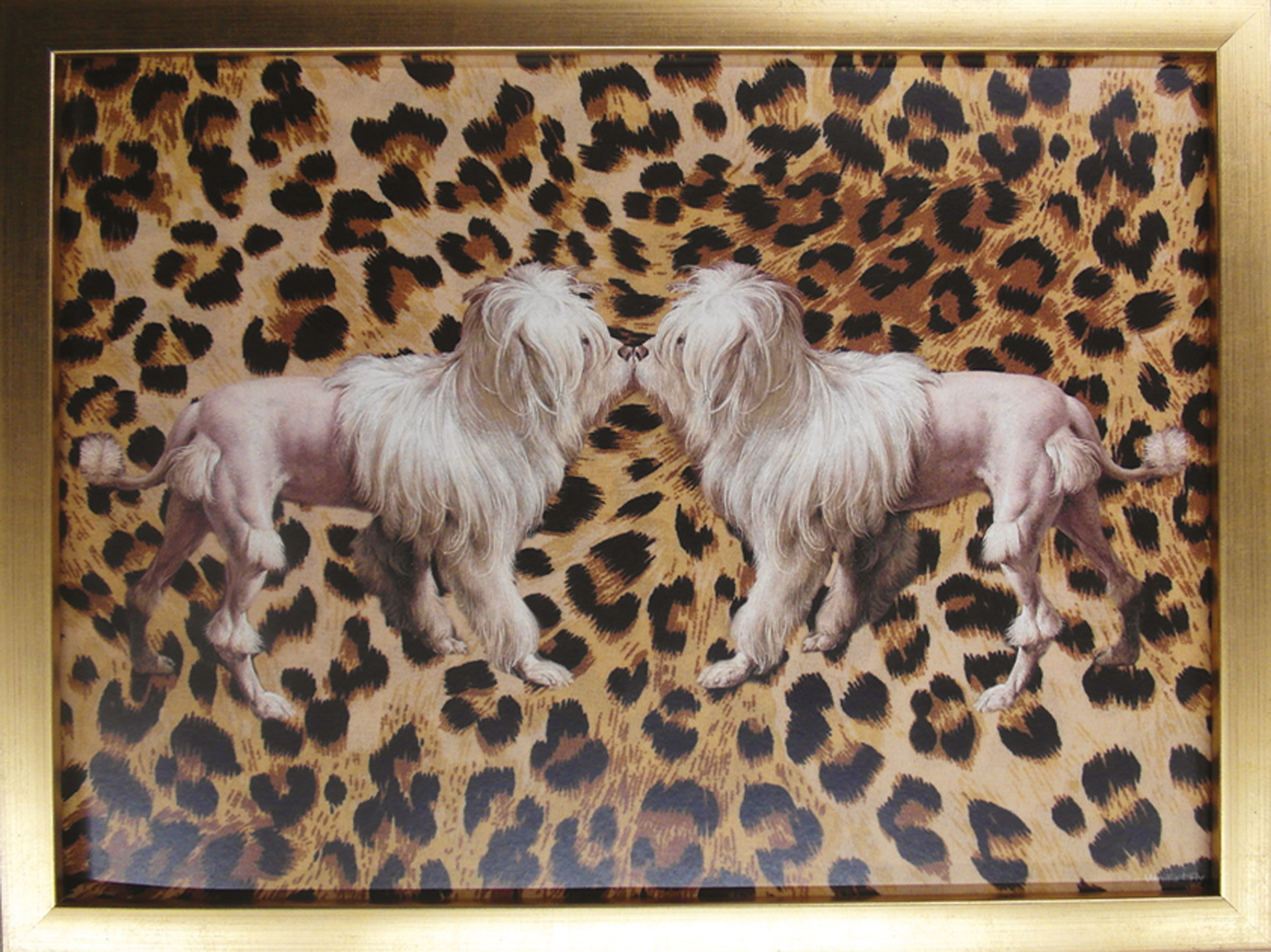 Wandbild MondiArt | LION DOGS JAGUAR | Rahmen gold | S : 40 x 30 cm