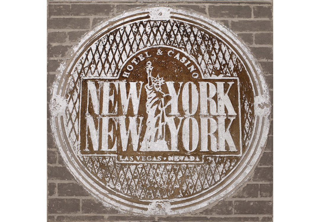 Unikat-Struktur-Wandbild Hotel New York | Acryl auf Leinwand / Relief | 100 x 100 cm