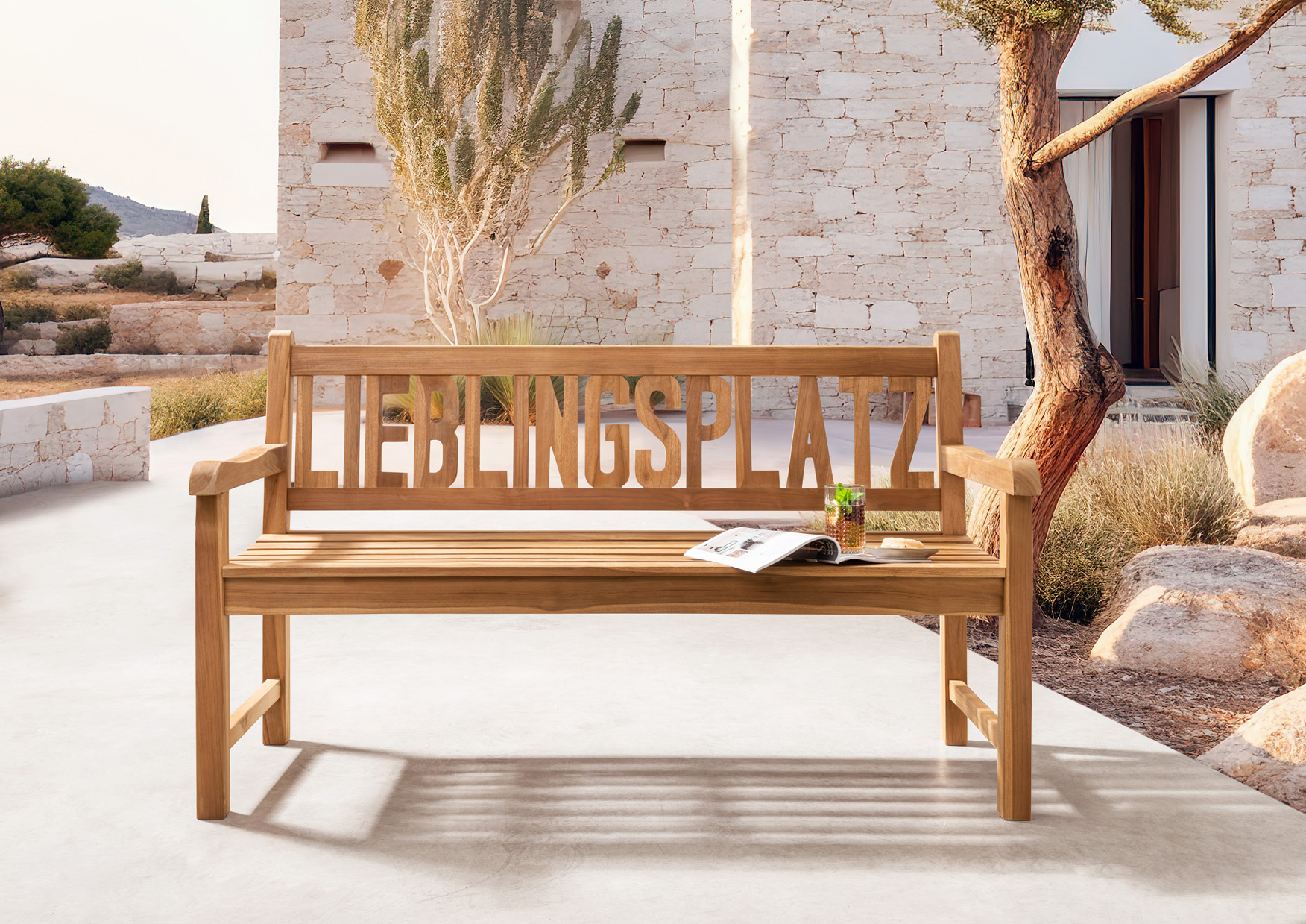 Gartenbank LIEBLINGSPLATZ | Teakholz | 150 cm
