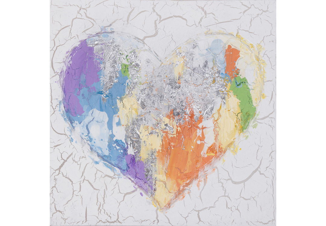 Unikat-Relief-Leinwandbild Herz I | Acryl auf Leinwand / Struktur | 60 x 60 cm