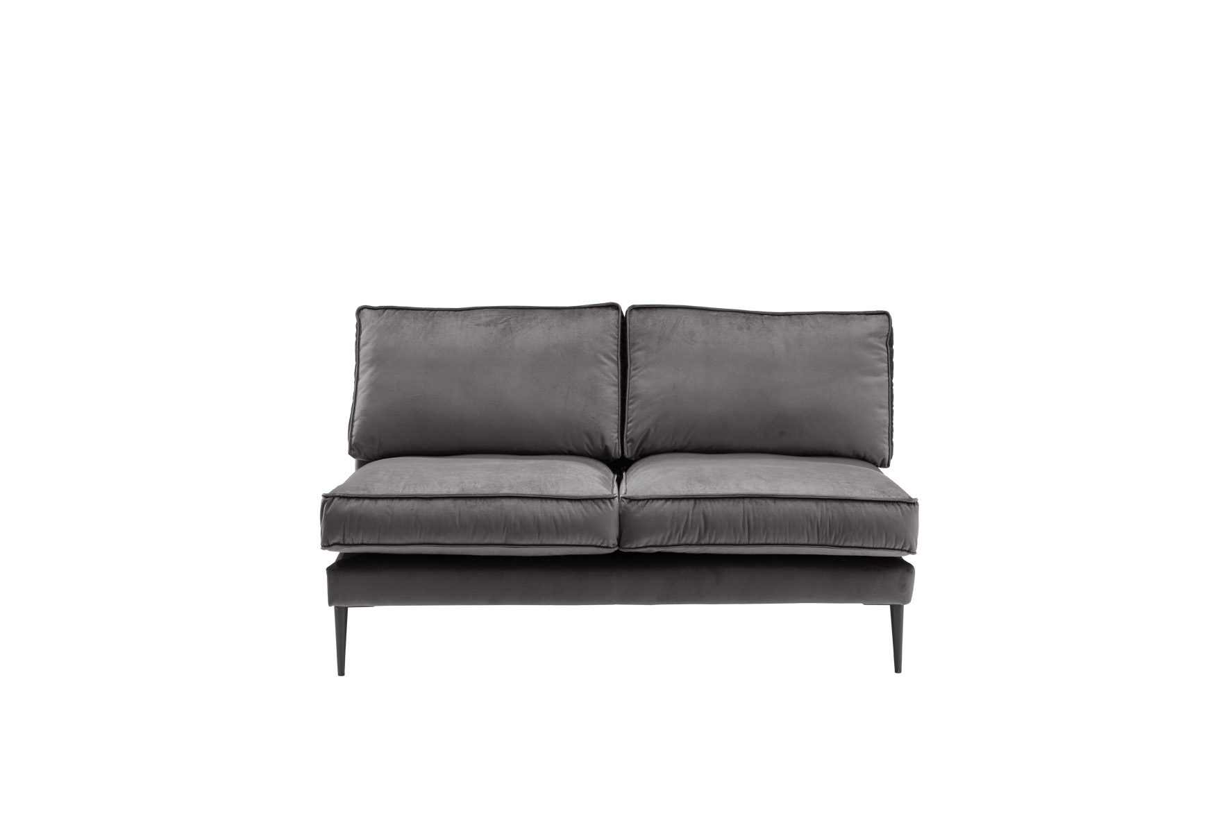 Sofa 2-sitzig ohne Armlehnen FRITZ in Samt-Velours anthrazit, ca. 136 cm breit