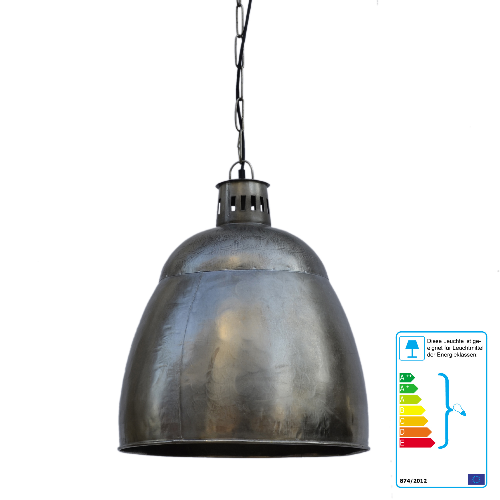 Pendelleuchte INDUSTRIAL 1 | Metall vintagefarbig | rund: 44 cm / Schirmhöhe: 52 cm