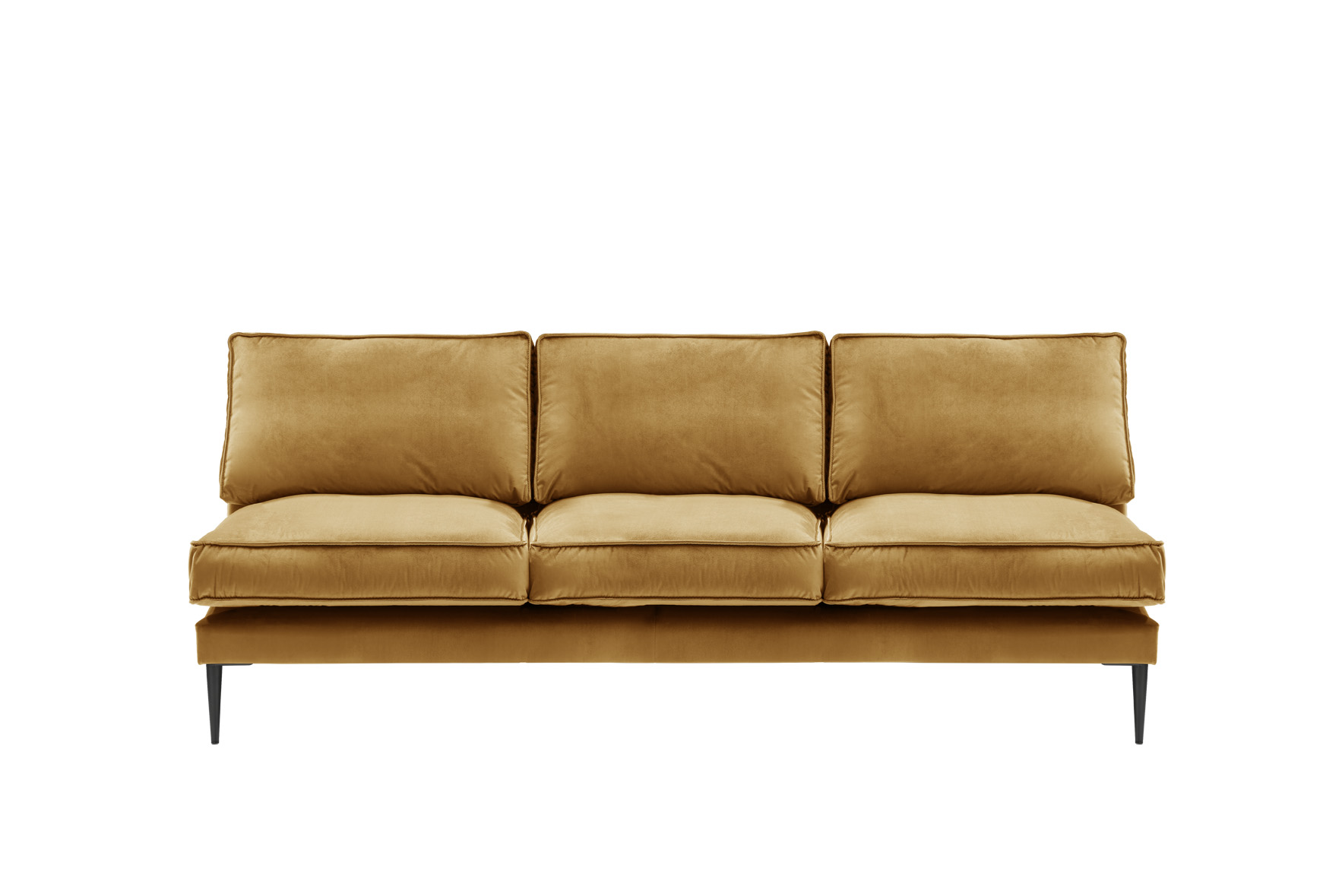 Sofa 4-sitzig ohne Armlehnen FRITZ in Samt-Velours goldgelb, ca. 240 cm breit