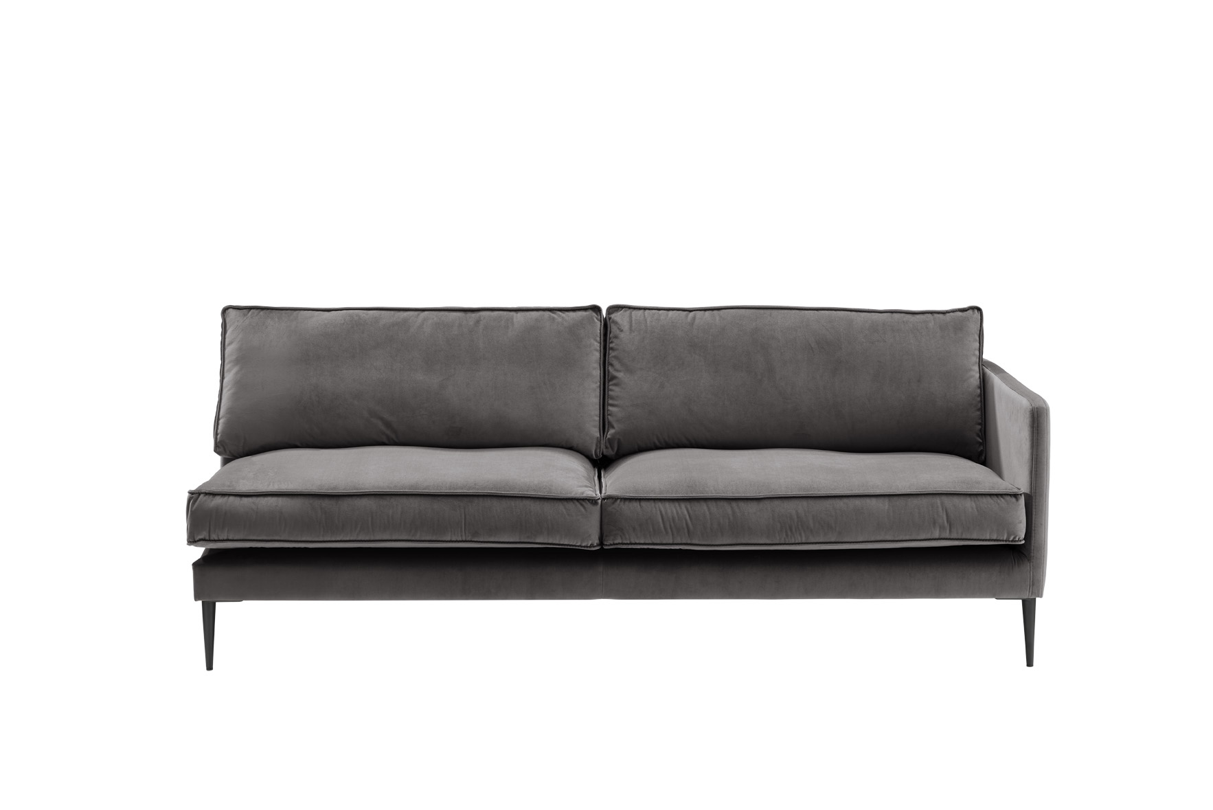 Sofa 3-sitzig mit Armlehne rechts FRITZ in Samt-Velours anthrazit, ca. 203 cm breit