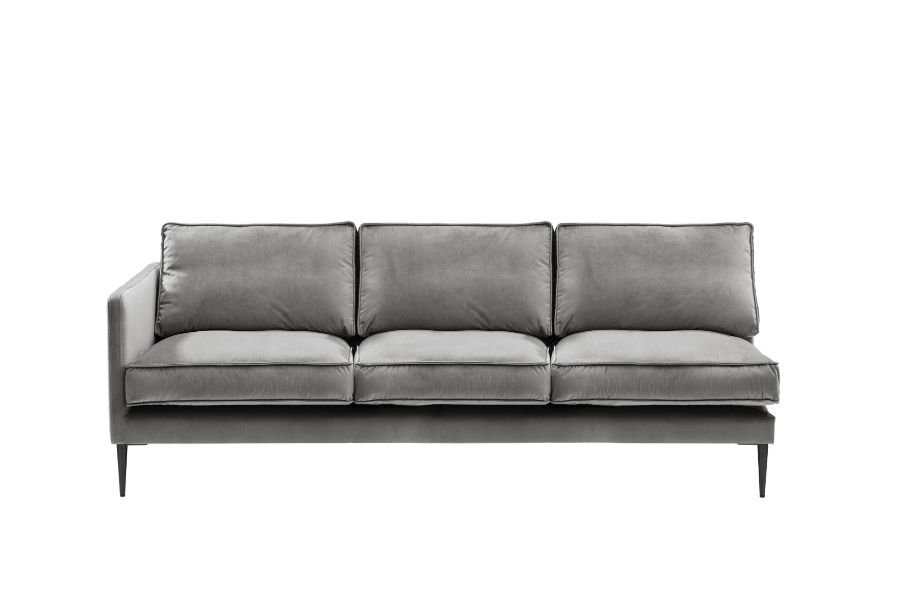 Sofa 4-sitzig mit Armlehne links FRITZ in Samt-Velours silbergrau, ca. 247 cm breit