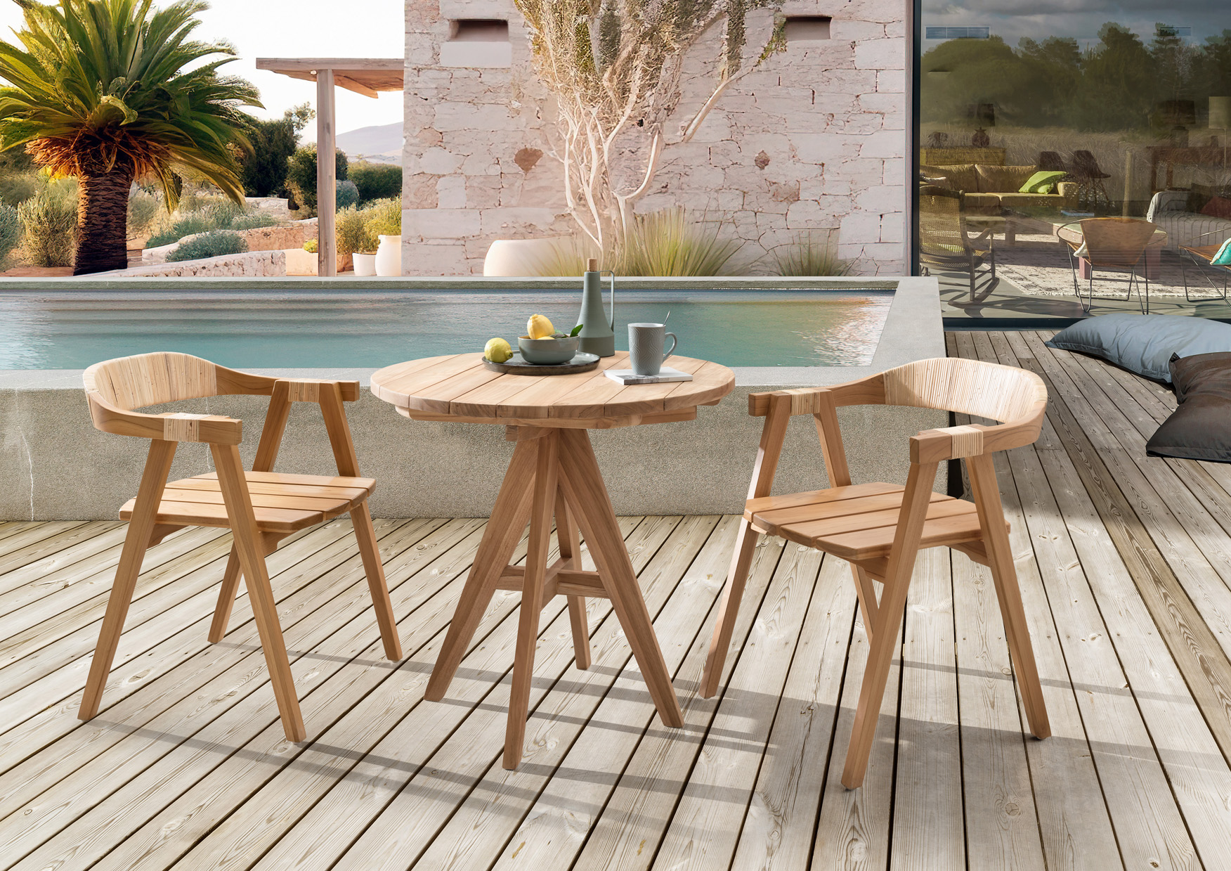 Garten-Esstisch LEO-2 | Teakholz massiv | rund 80 cm Garten-Esstisch LEO-2 | Teakholz massiv | rund 80 cm