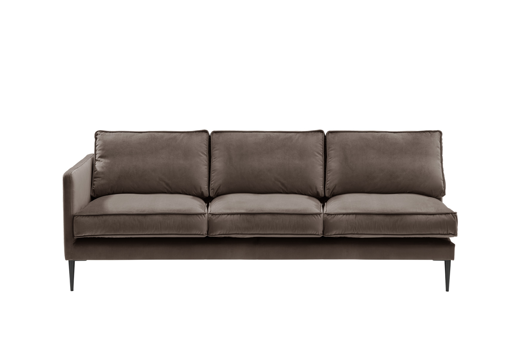 Sofa 4-sitzig mit Armlehne links FRITZ in Samt-Velours sanftbraun, ca. 247 cm breit