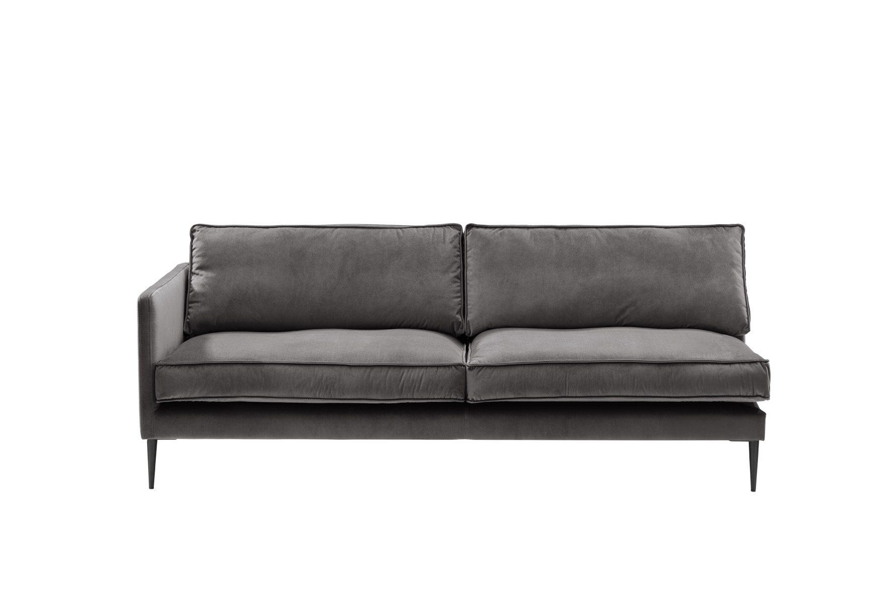 Sofa 3-sitzig mit Armlehne links FRITZ in Samt-Velours anthrazit, ca. 203 cm breit