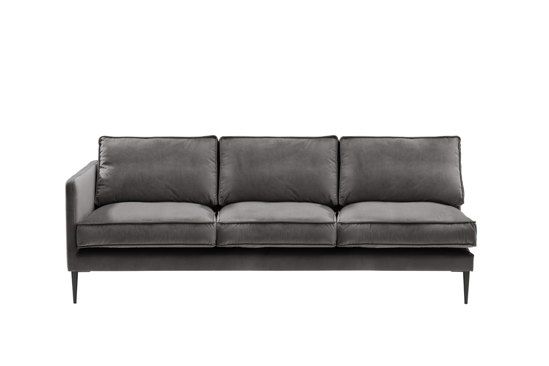 Sofa 4-sitzig mit Armlehne links FRITZ in Samt-Velours anthrazit, ca. 247 cm breit
